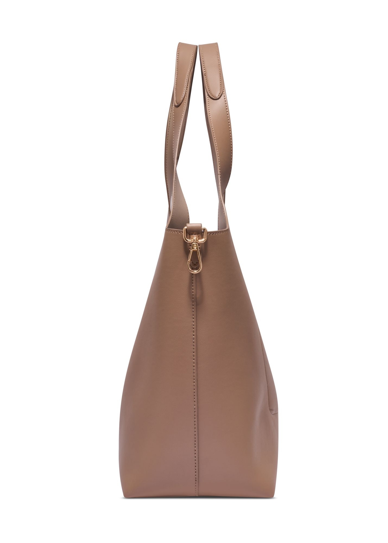 Beige women's shopper bag TOREC-1259-1B(Z26) - side view of the product, on a white background.