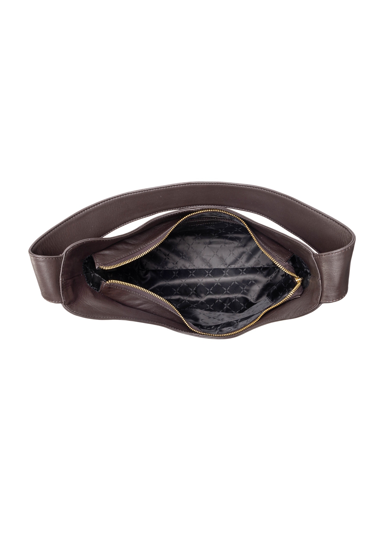 Brown leather women's handbag TORES-1026A-89(Z25), view of the inside of the product on a white background.