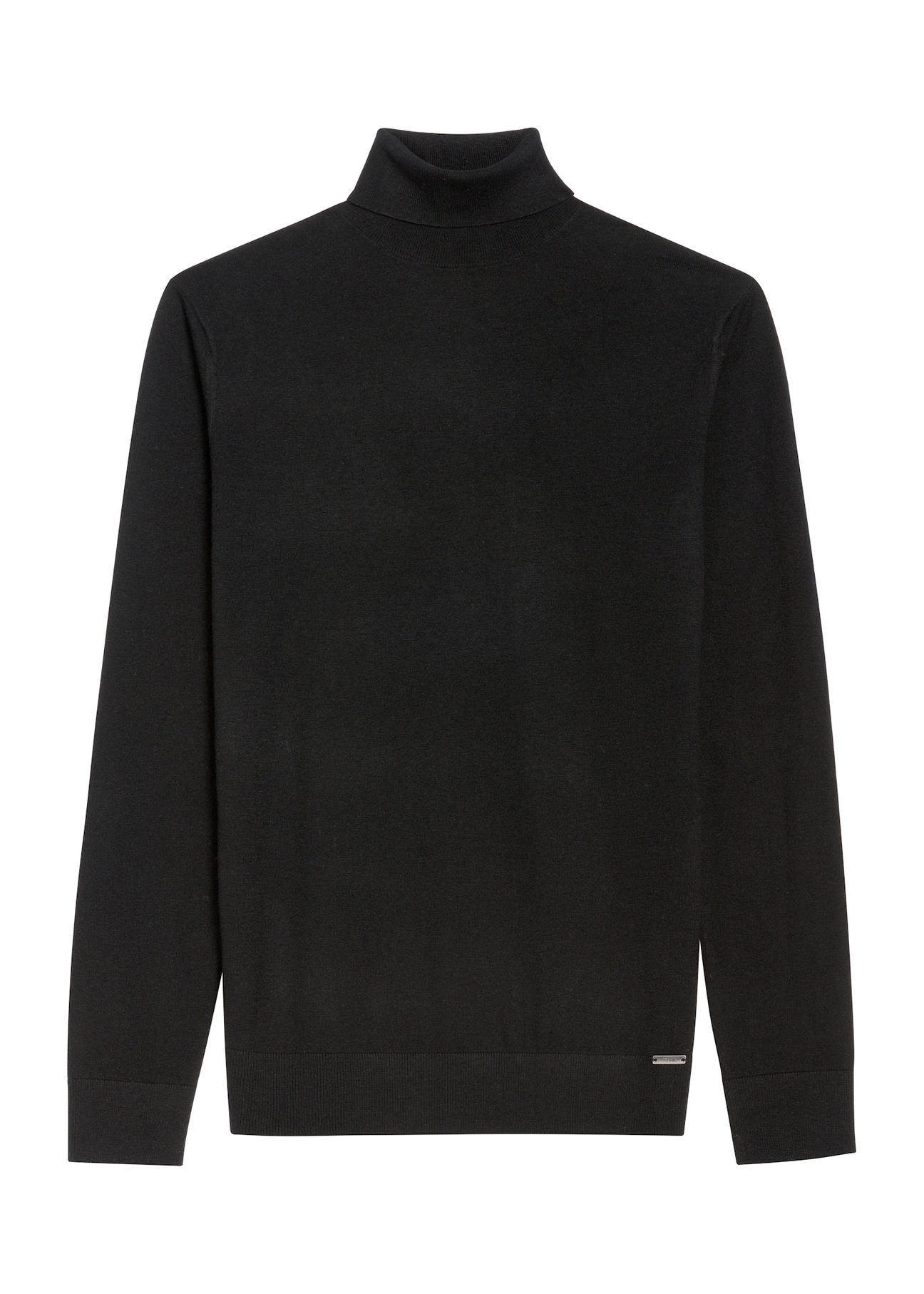 Black men's turtleneck sweater SWEMT-0185-99(Z25), front product view on white background.