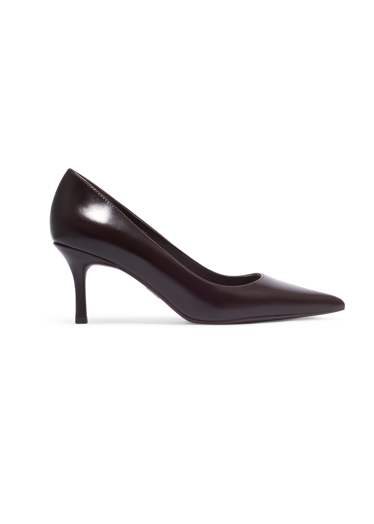 Women's brown leather pumps BUTYD-1031A-1H(Z26), side product view on white background.