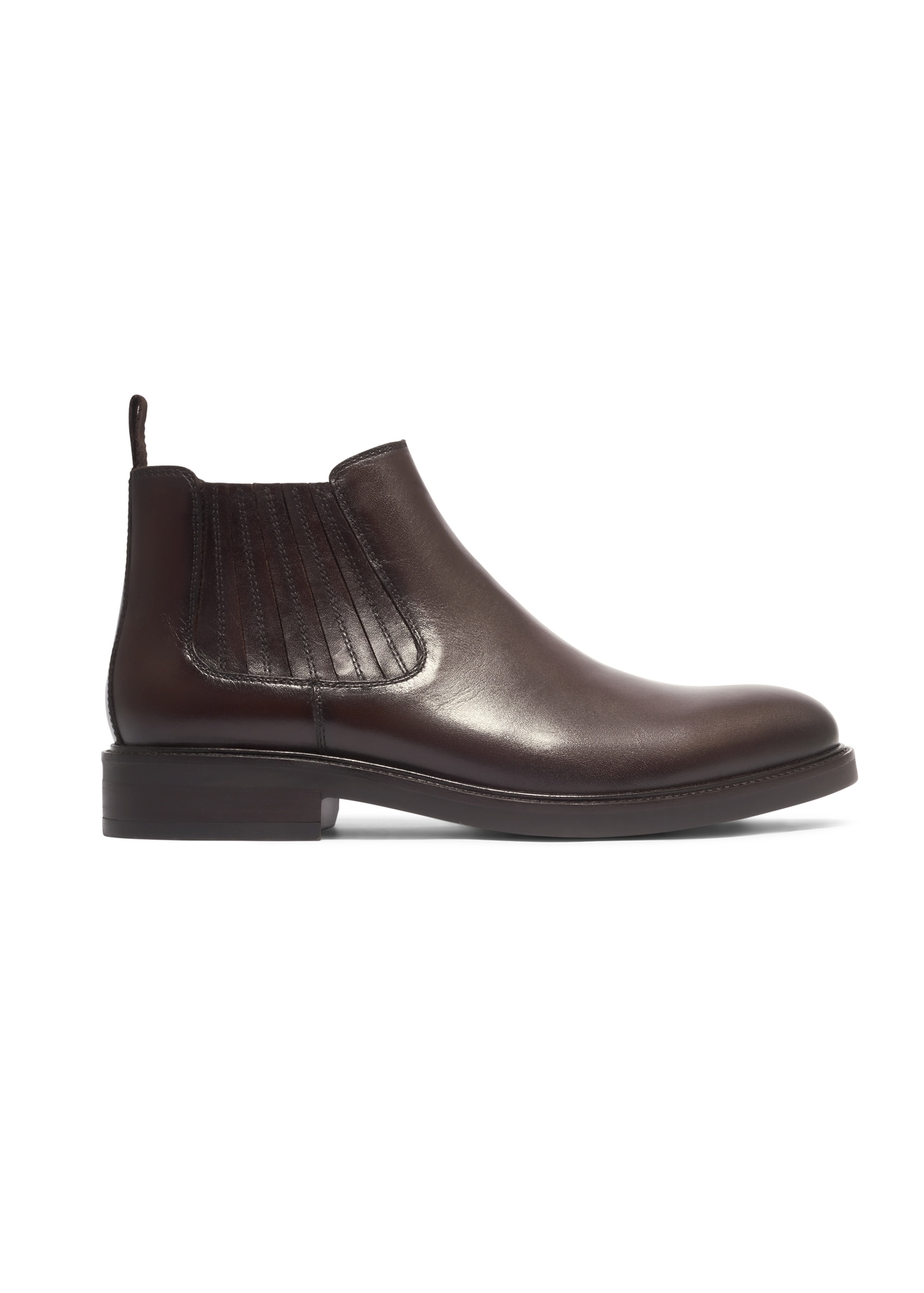 Men's dark brown leather Chelsea boots BUTYM-0583-1I(Z26), side view of the product on a white background.