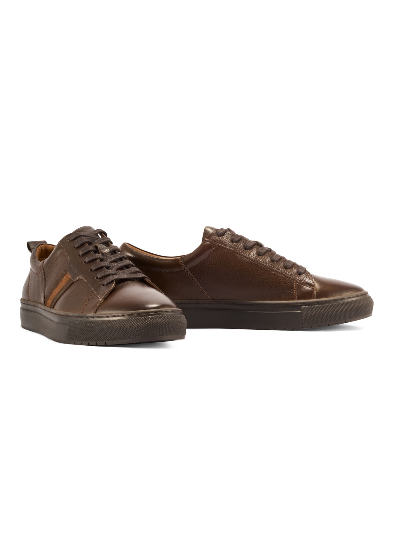 Dark brown men's leather shoes BUTYM-0430A-1I(W26), diagonal product view on white background.