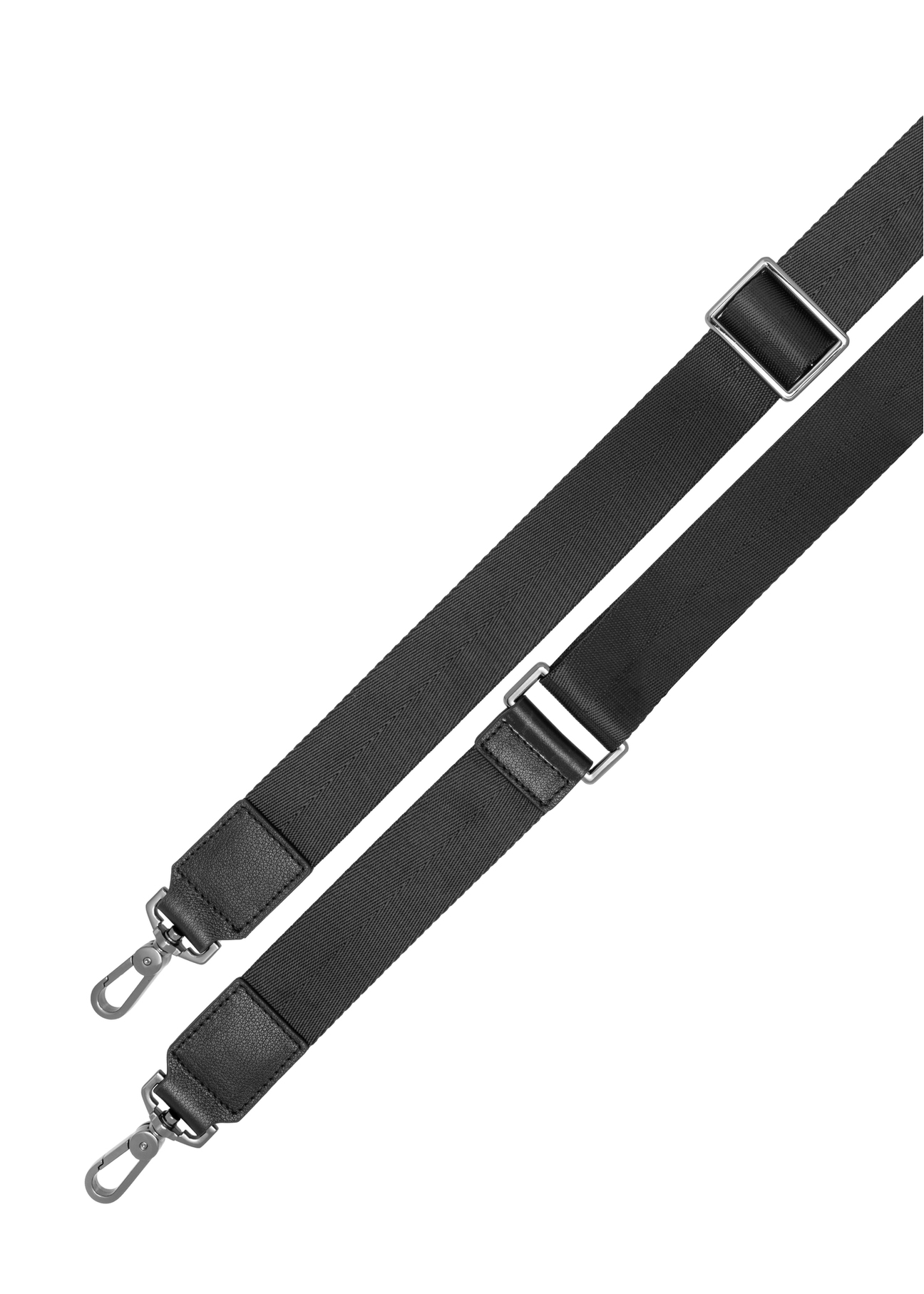 Black leather men's laptop bag TORMS-0506-99(W26) - top view of the straps, on a white background.