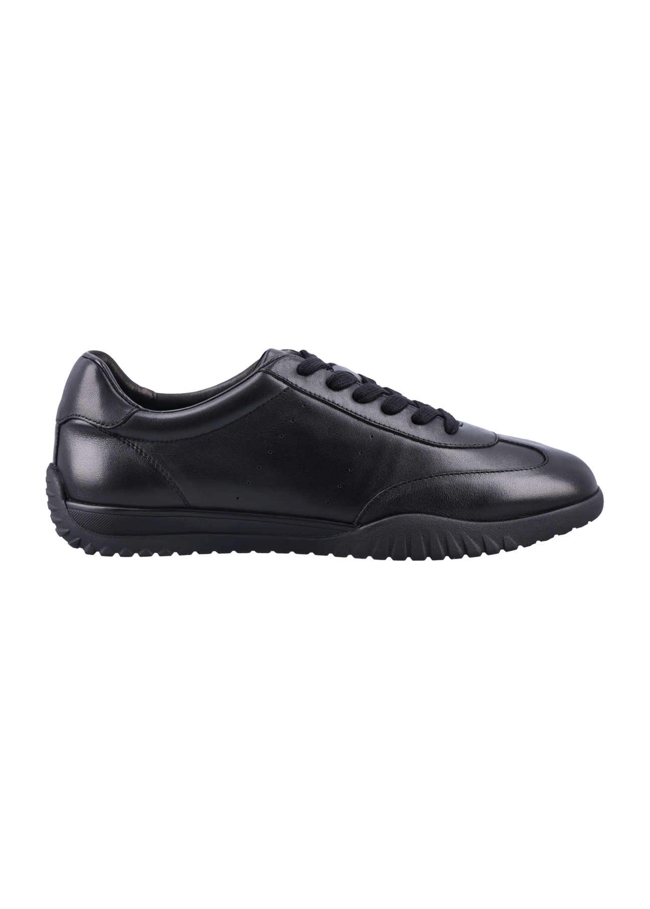 Black leather men's sports shoes BUTYM-0560-99(Z26), side view of the product on a white background.
