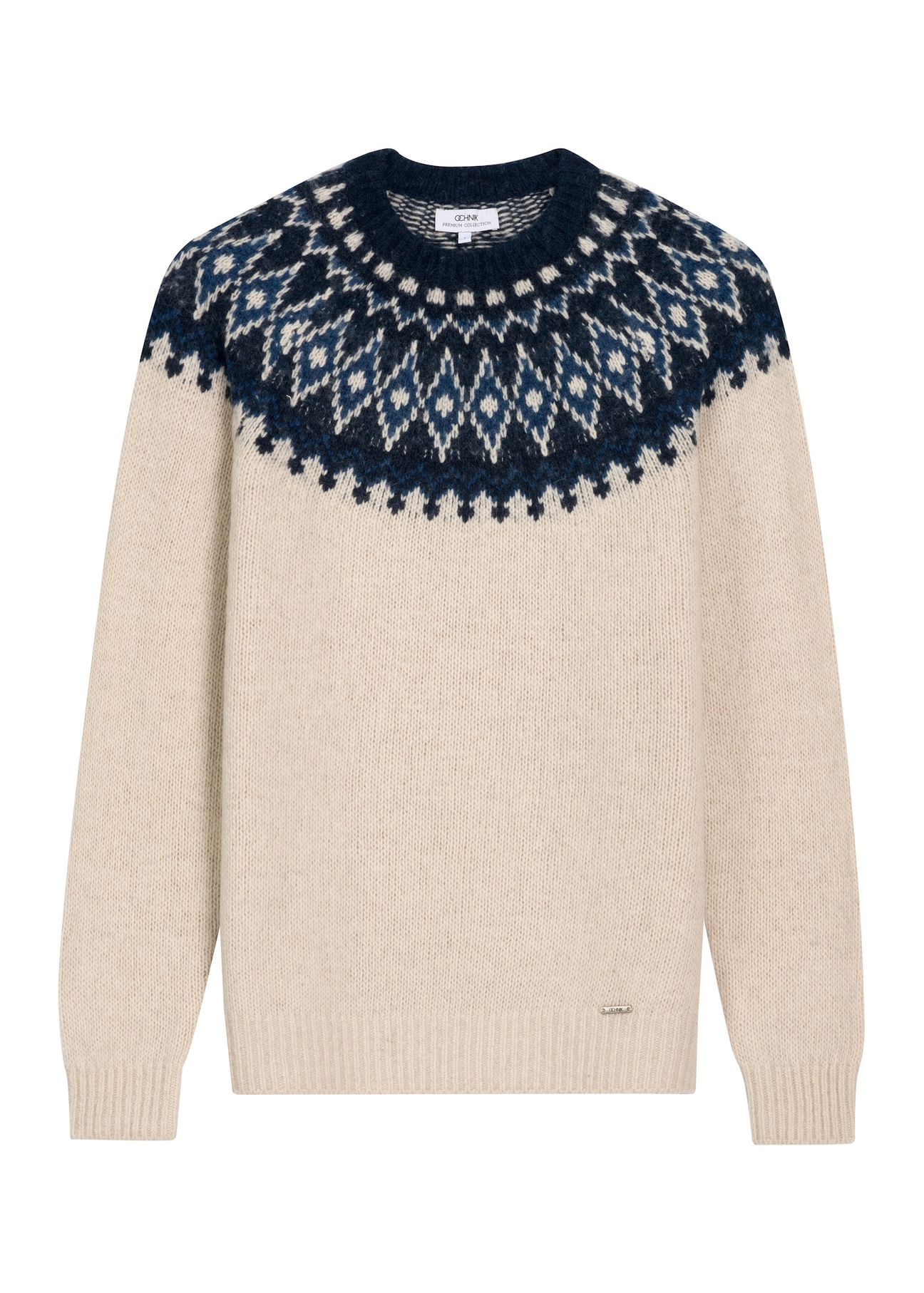 Light beige men's wool sweater SWEMT-0213-1A(Z26), front view of the product on a white background.