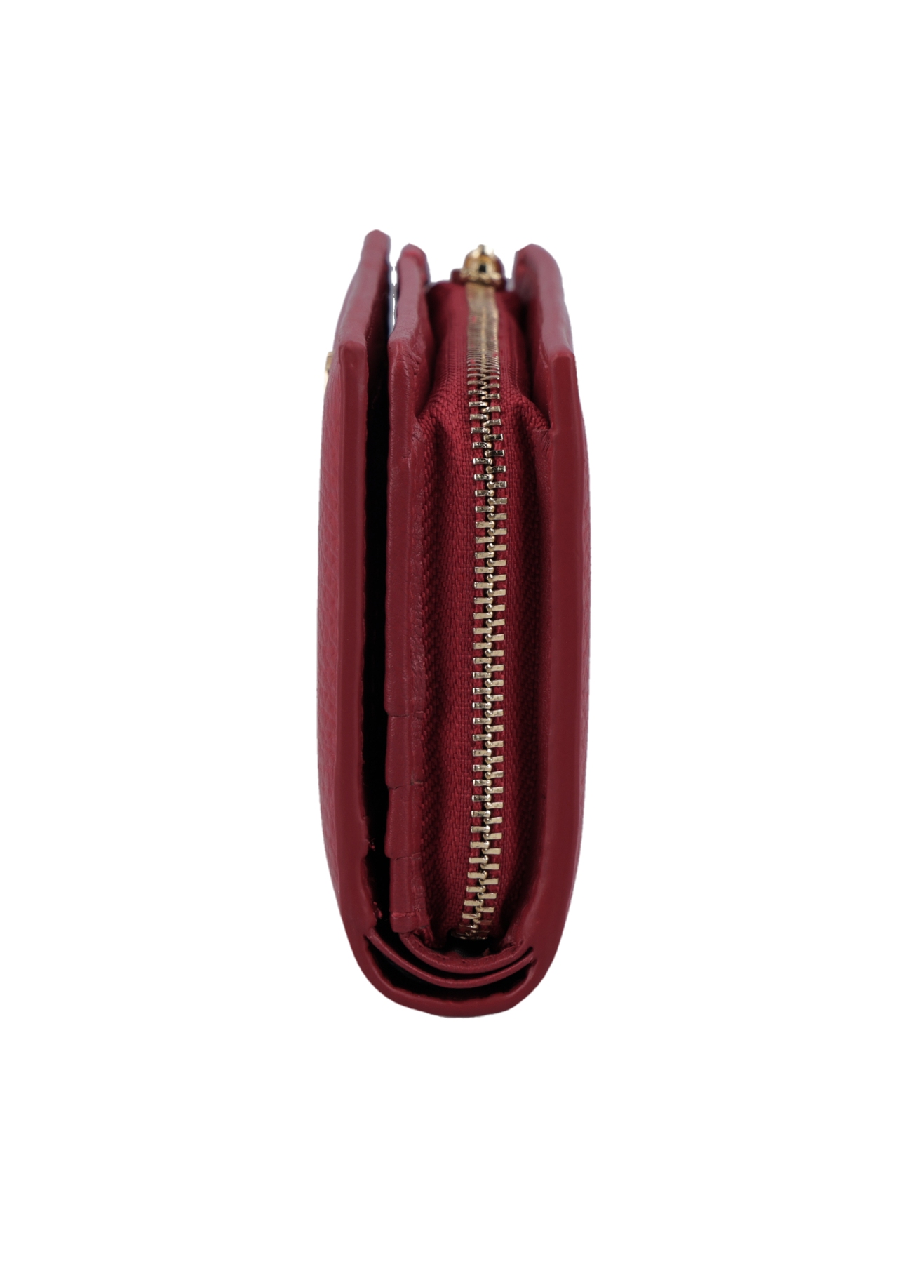 Medium red women's wallet with RFID protection PORES-0823RFID-4B(Z26), side product view on white background.
