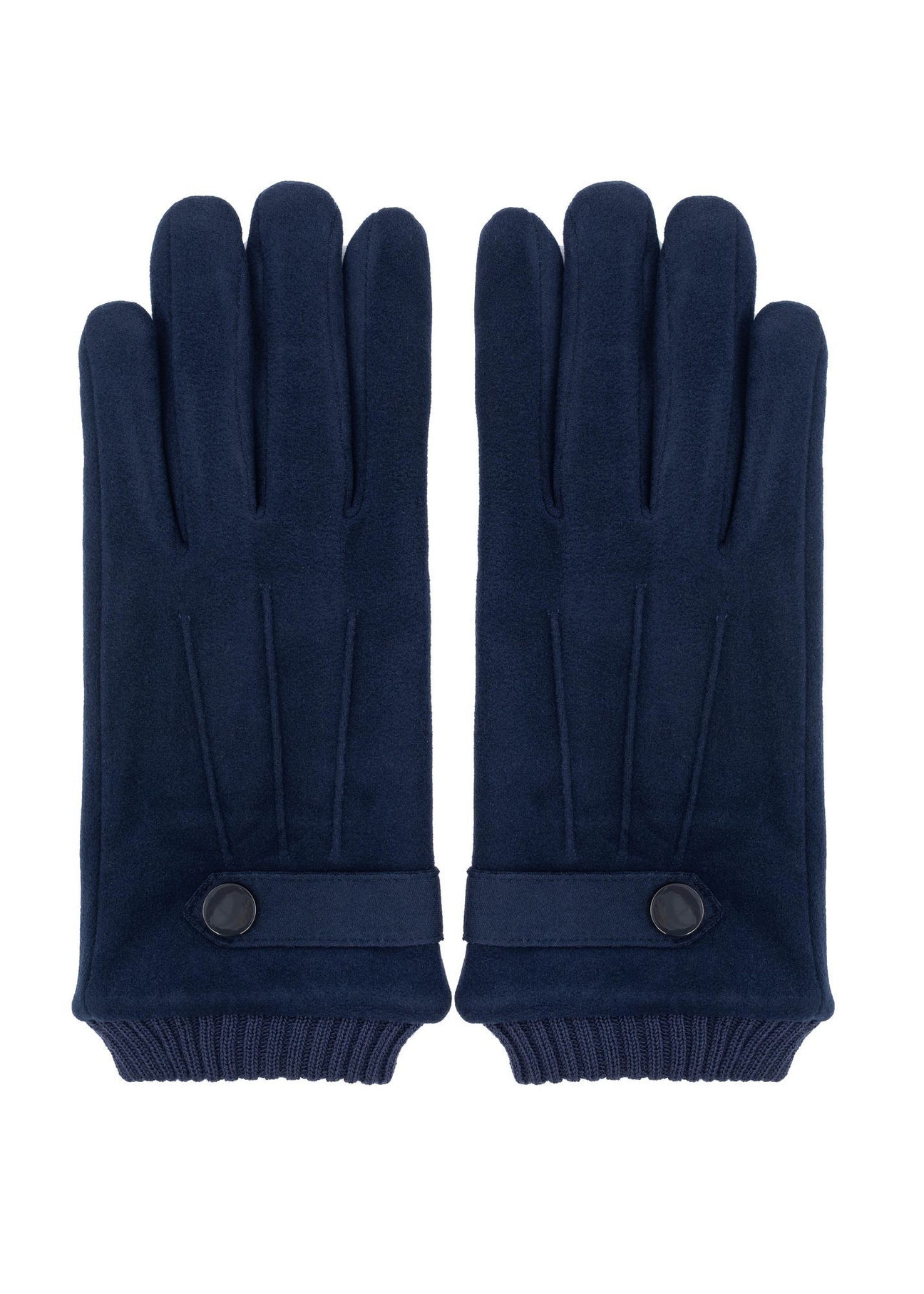 Navy blue insulated men's gloves REKMT-0004-7D(Z26) - product view from above, on a white background.