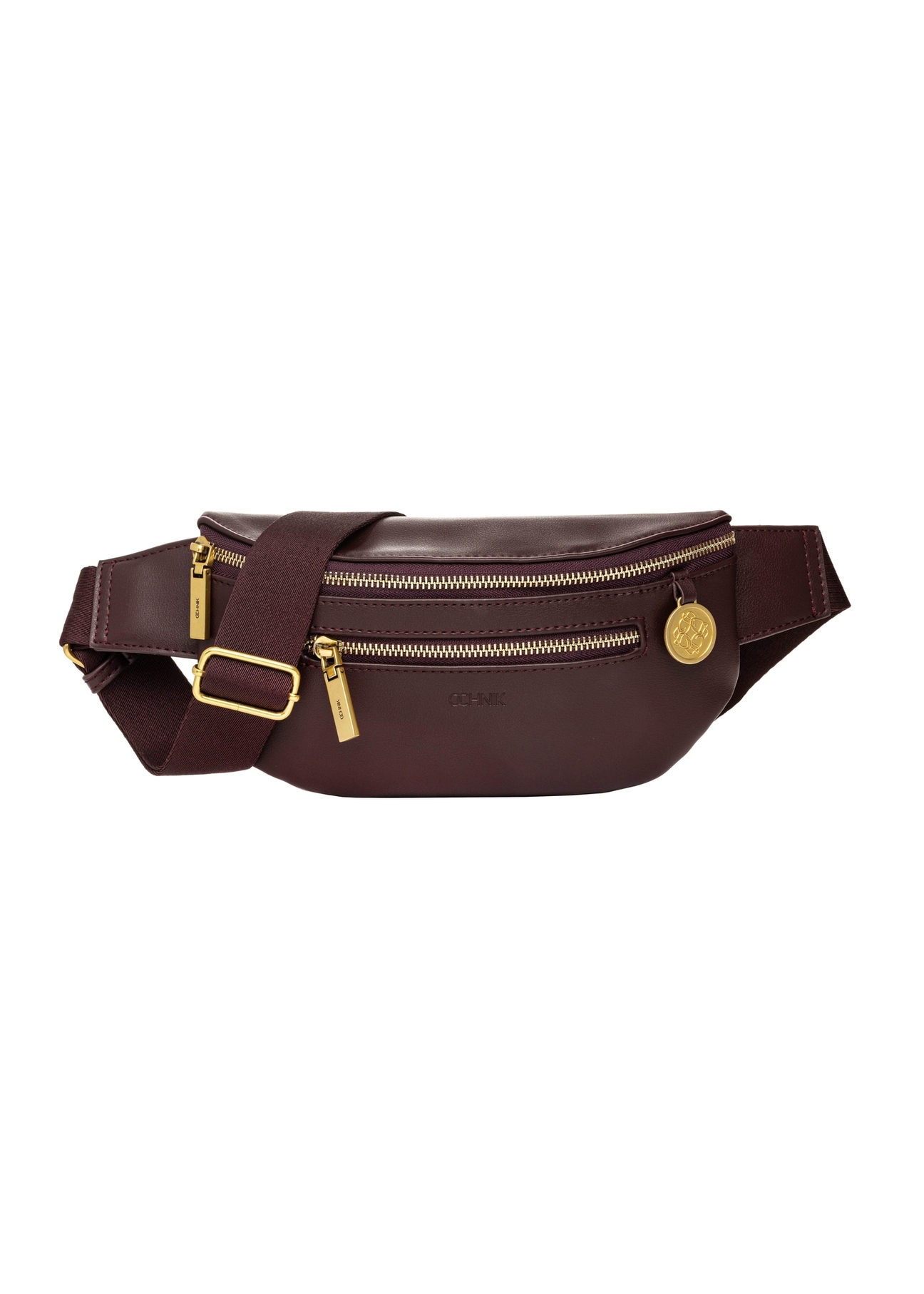 Women's burgundy waist bag TOREC-1338-4D(Z26) - front product view, on a white background.