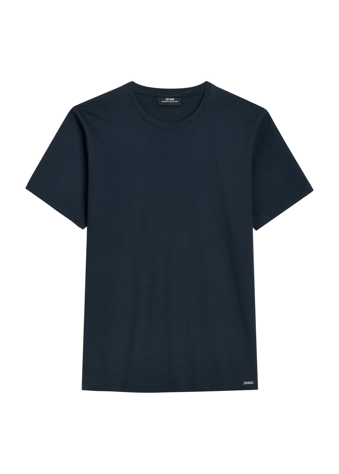 Navy blue cotton men's t-shirt TSHMT-0144-7E(W26) - front product view, on white background.