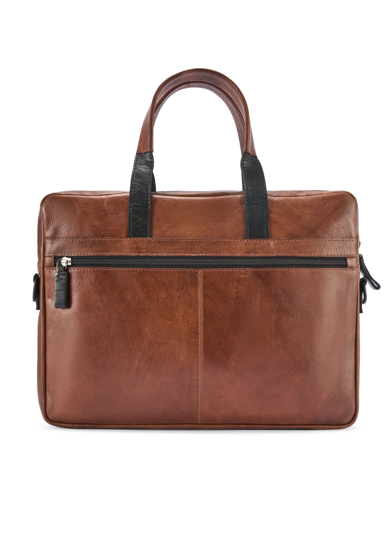 Brown leather men's bag TORMS-0488-1H(W26) - product view from the back, on a white background.