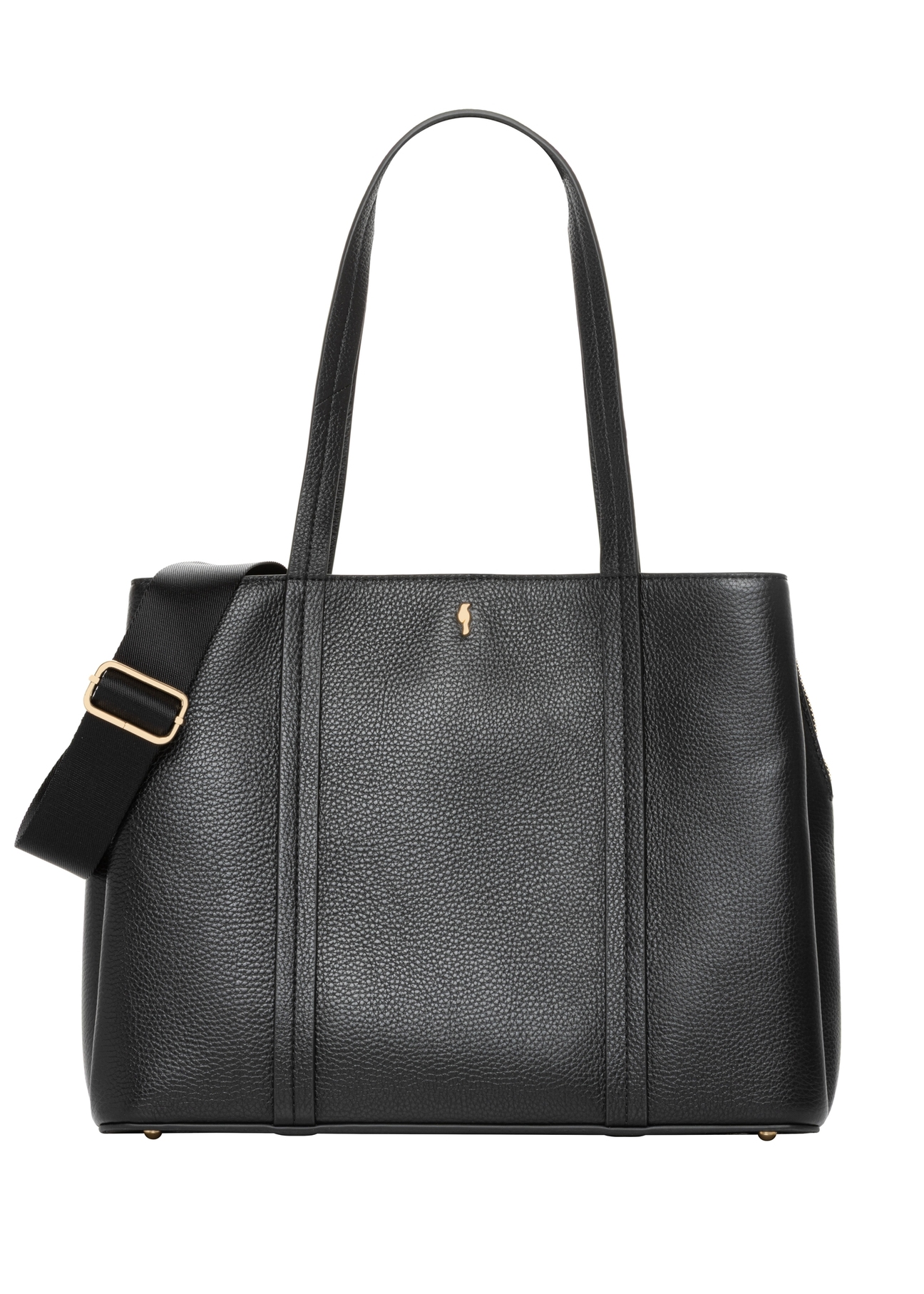Black leather shopper bag TORES-1342-9I(Z26). Front view on a white background.