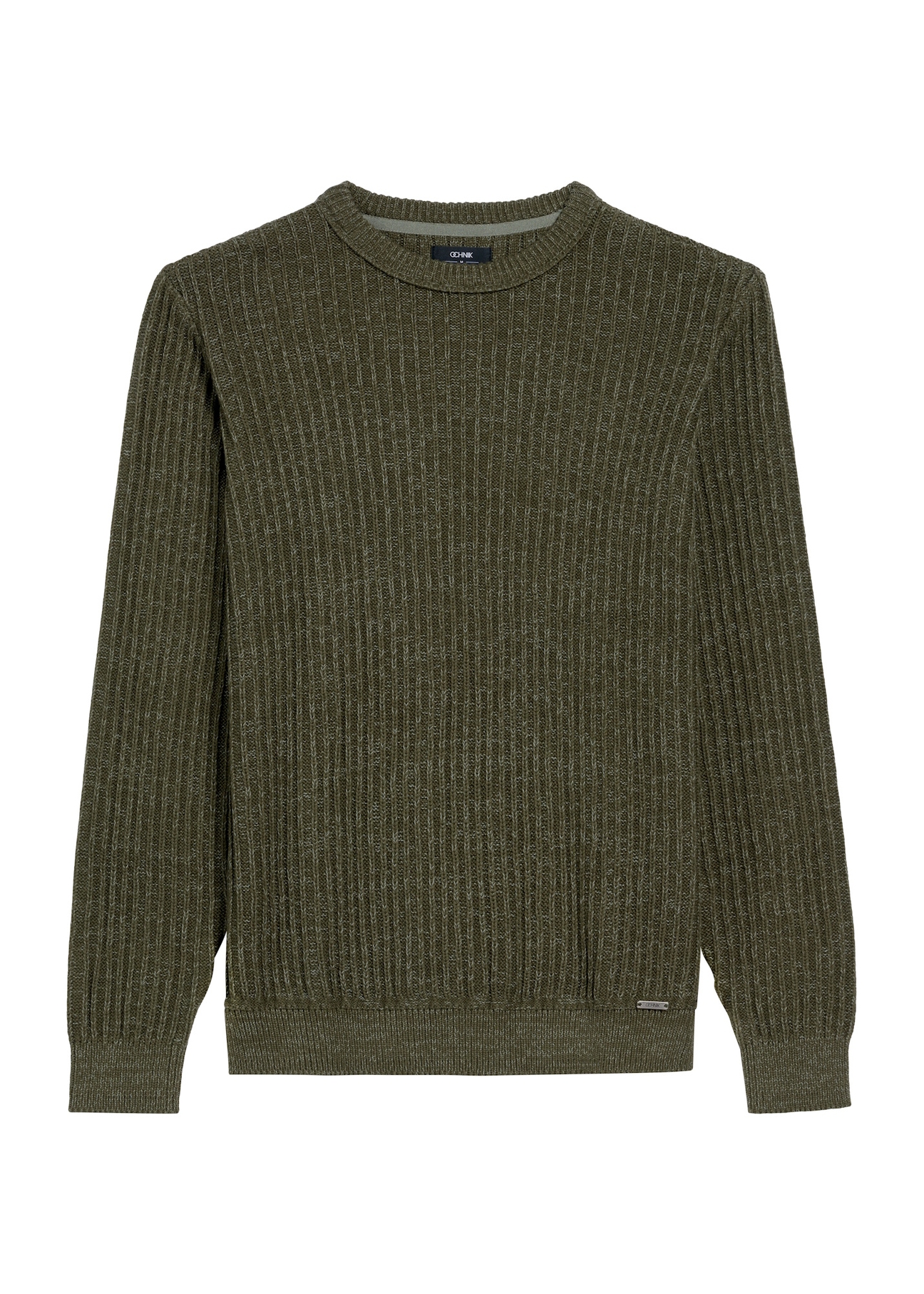 Men's khaki sweater SWEMT-0183-55(Z25), front product view on white background.