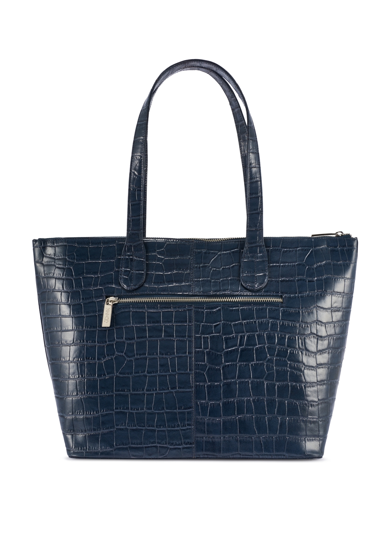 Women's navy blue leather shopper bag TORES-0939F-7D(W26)