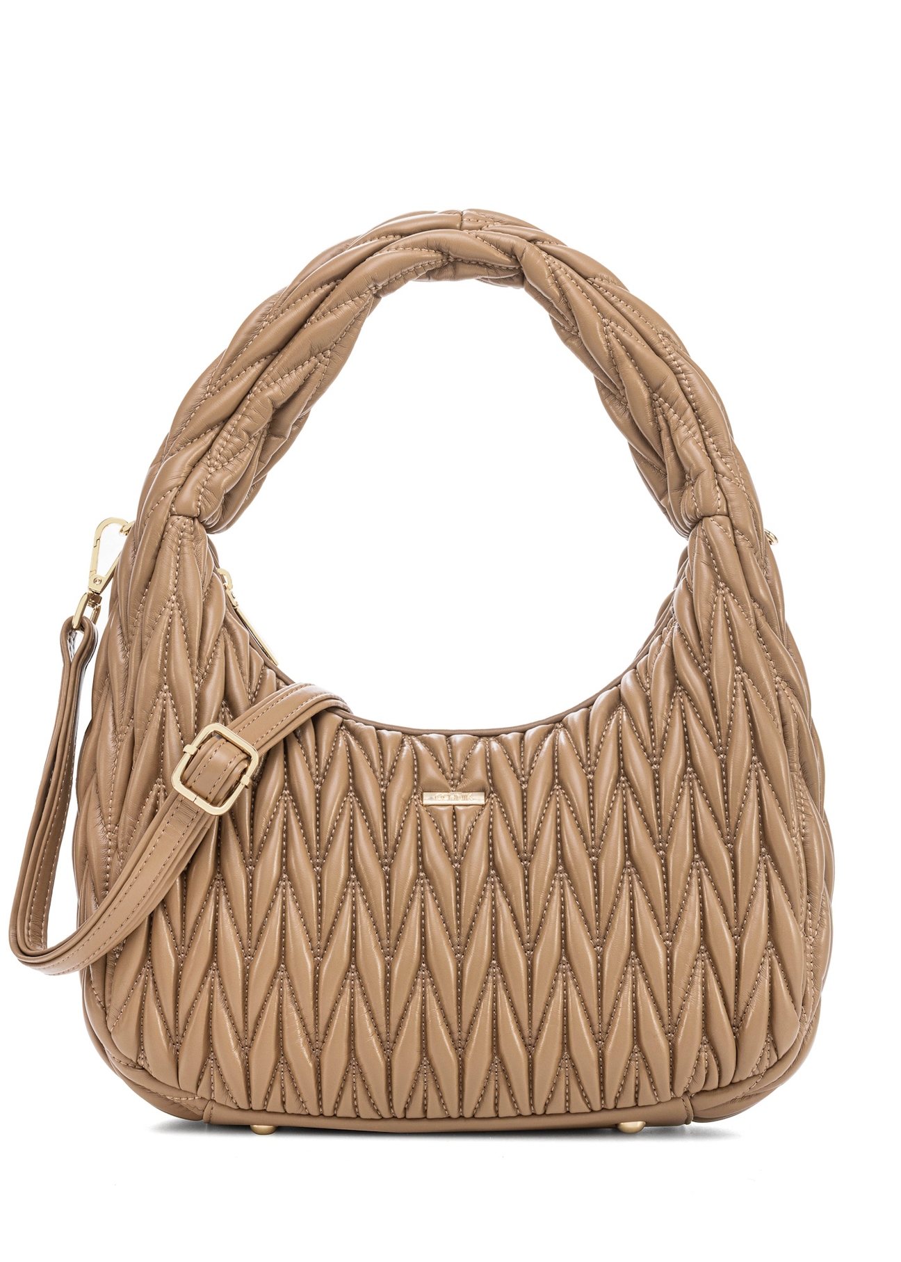 Beige women's shoulder bag TOREC-1101-24(Z25), front product view on white background.