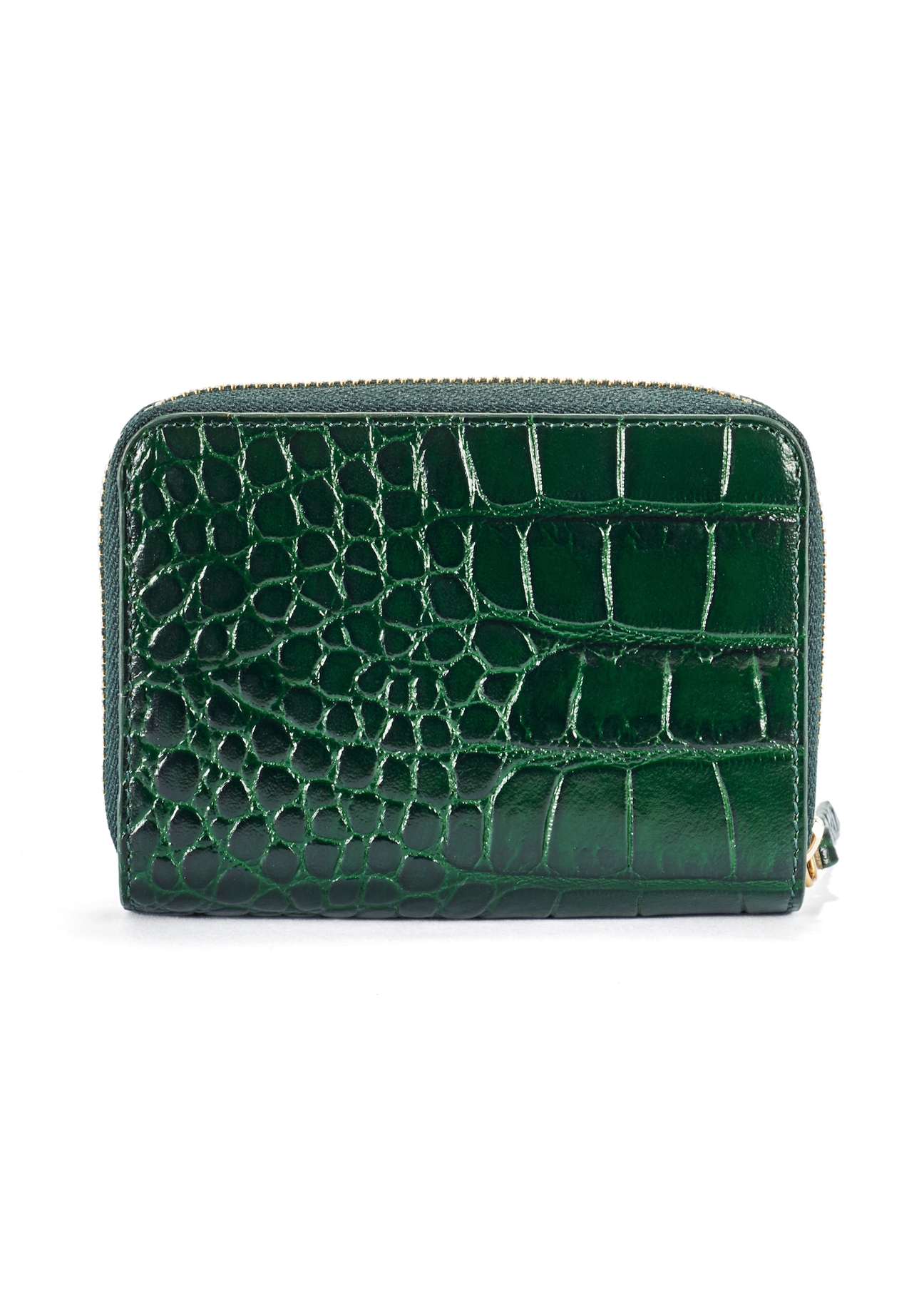 Green croco women's leather wallet TOREC-0952-51(W25) - product view from the back on white background.