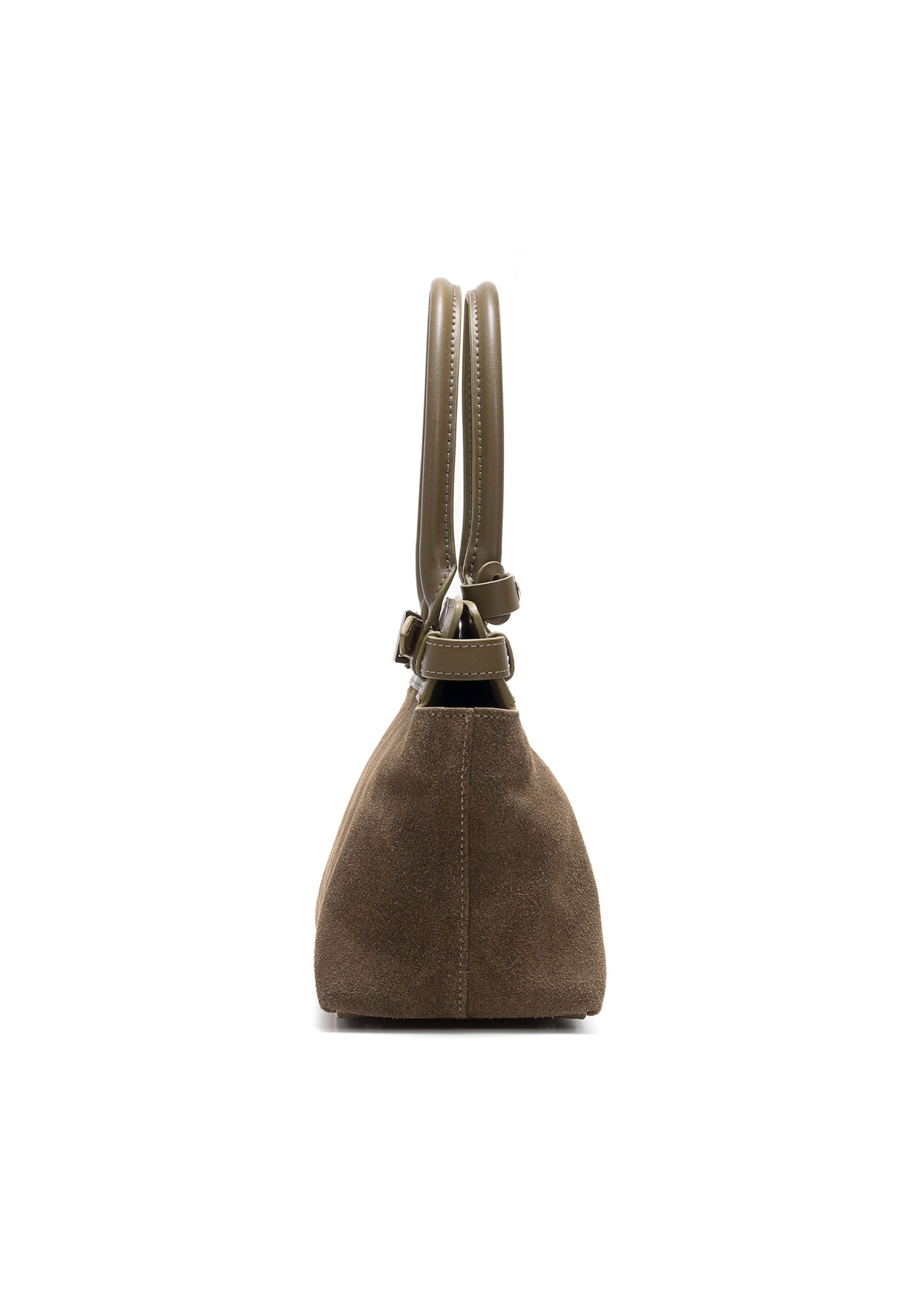 Women's khaki suede handbag TORES-1192-55(Z25), side view of the product on a white background.