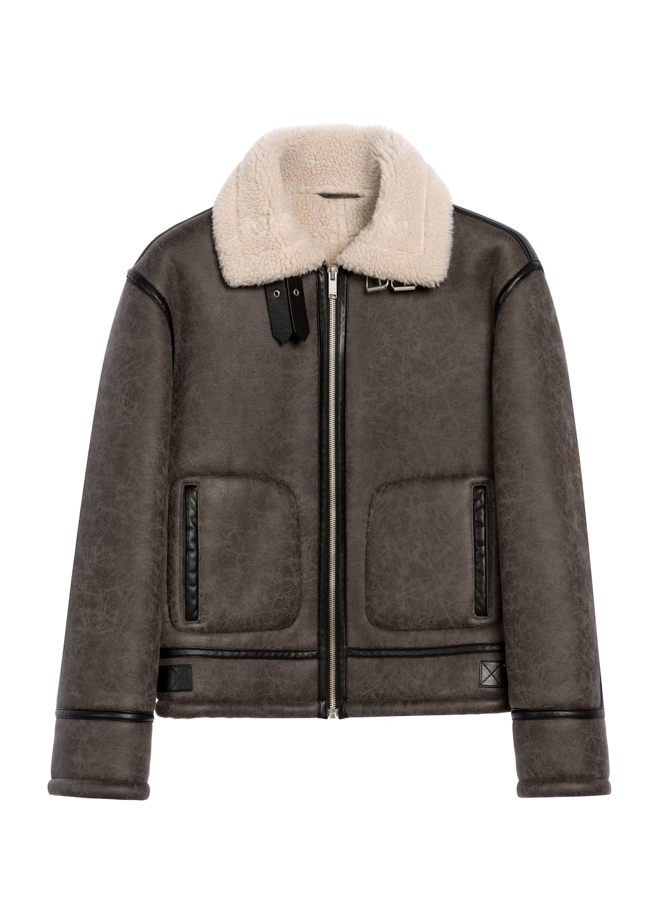 Men's gray sheepskin coat KOZMP-0008-91(Z25)