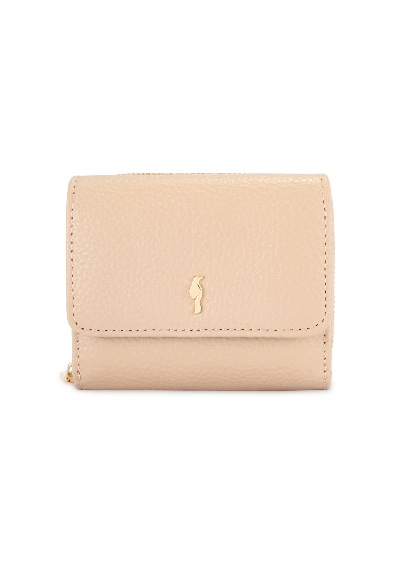 Beige leather women's wallet PORES-0802R-81(Z25), product view from the front on a white background.