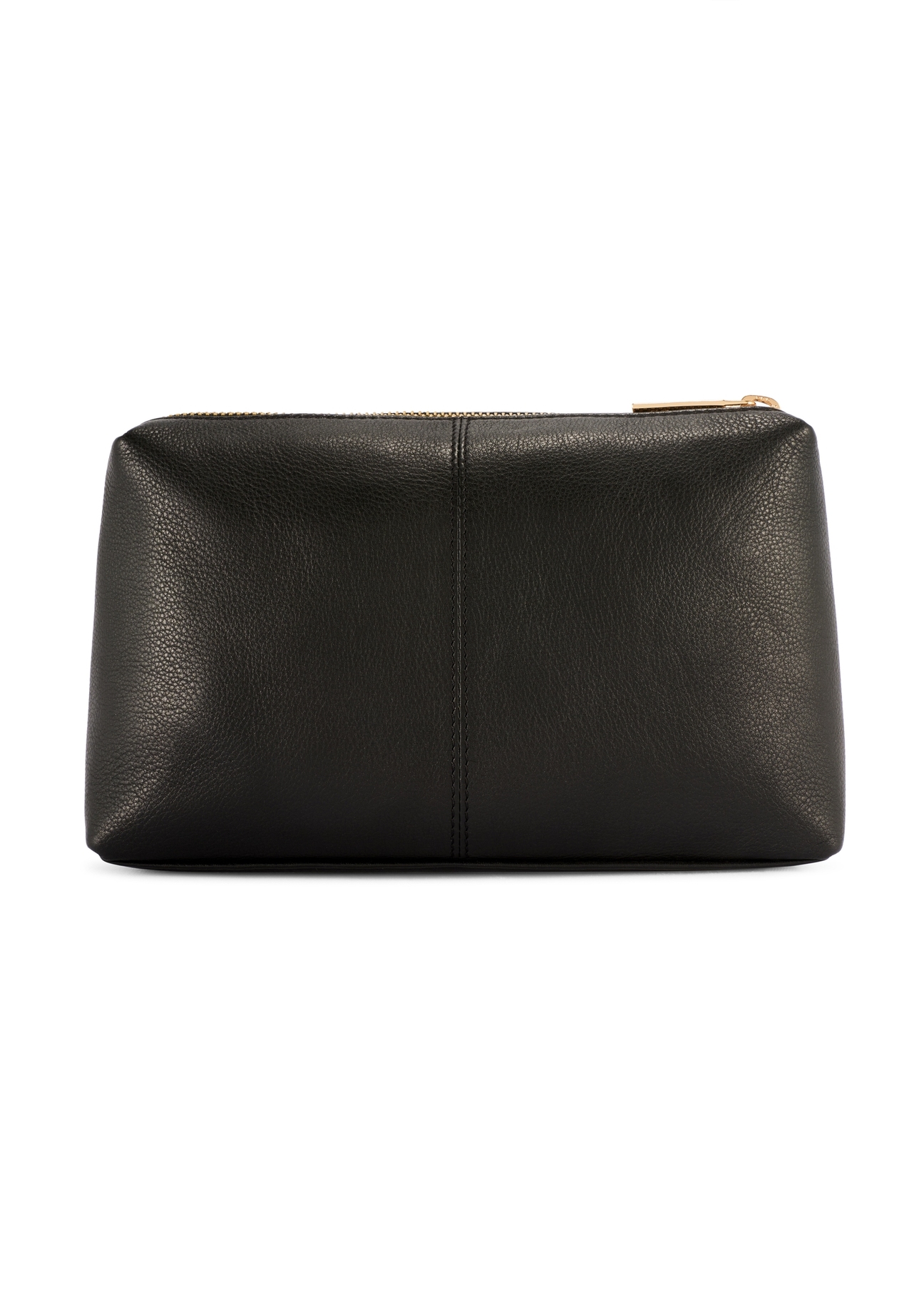 Black leather women's cosmetic bag TORES-1229-99(W26), product view from the back on a white background.