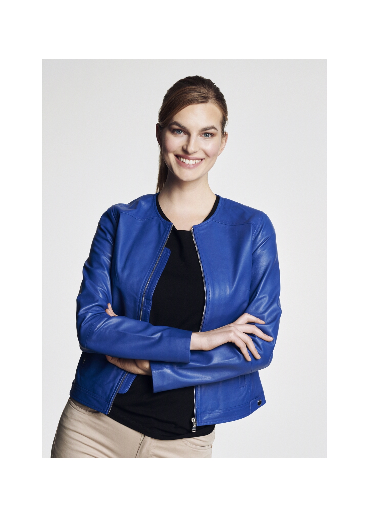 Women's lined leather jacket KURDS-0215-4503(KS)-03
