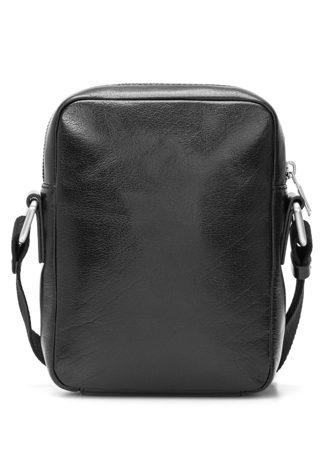 Black leather men's bag TORMS-0505-99(W26), product view from the back on a white background.