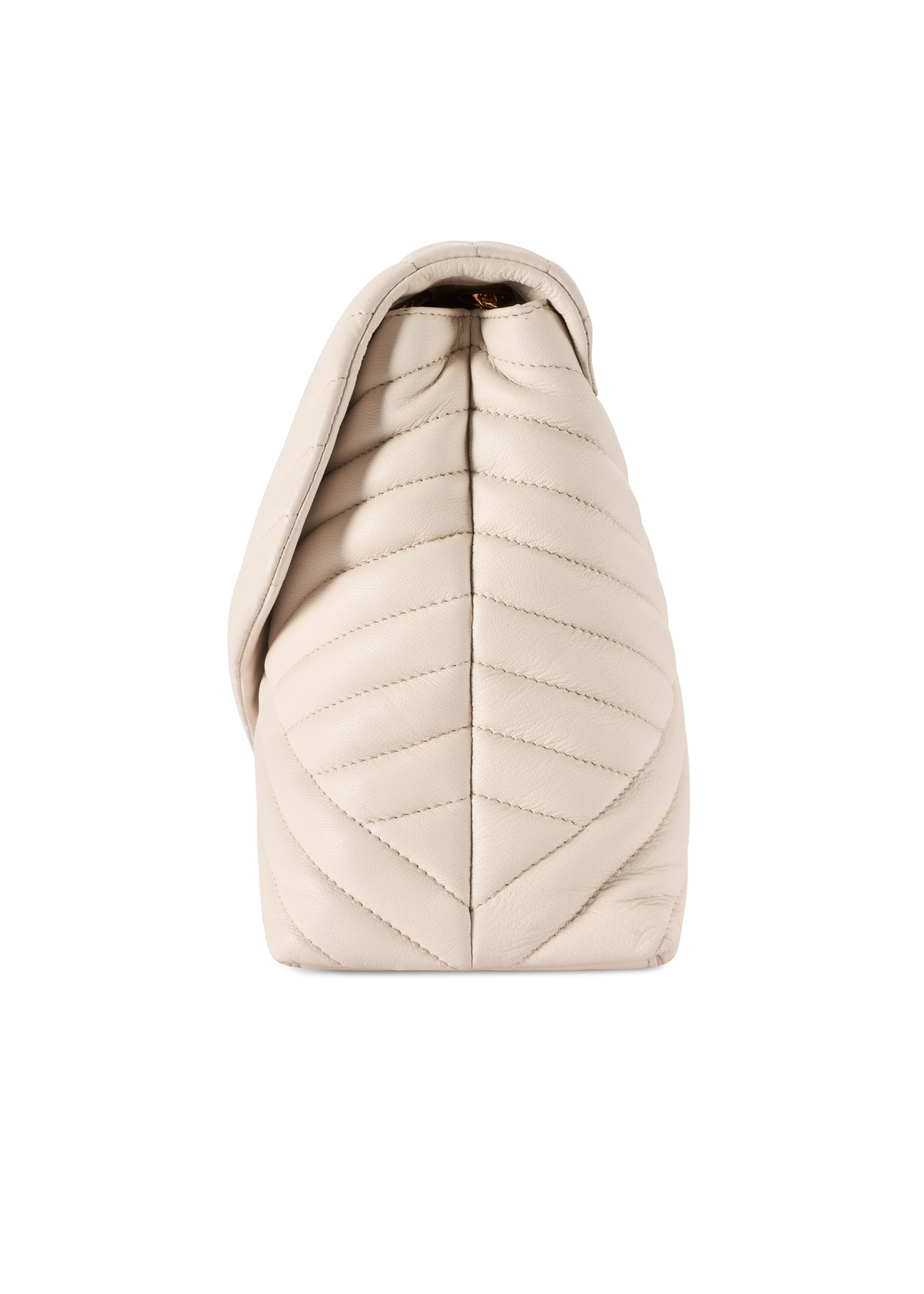 Cream leather women's handbag with quilting TORES-1286-0B(W26) - side product view, on a white background.