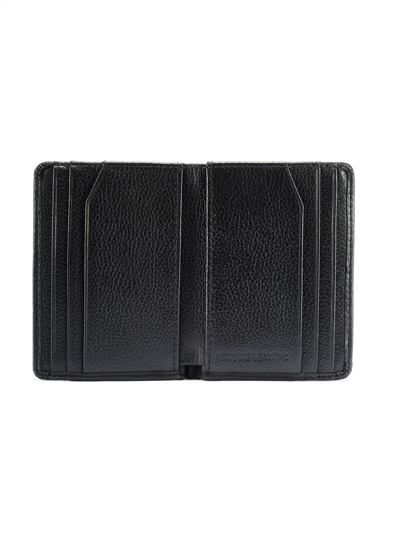 Black men's leather wallet PORMS-0635A-99(Z25), product view inside on white background.