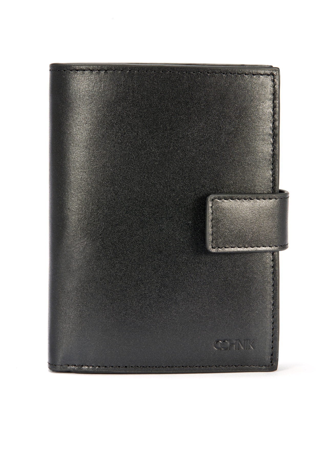 Black men's leather wallet PORMS-0638-99(W25) - front view on white background.