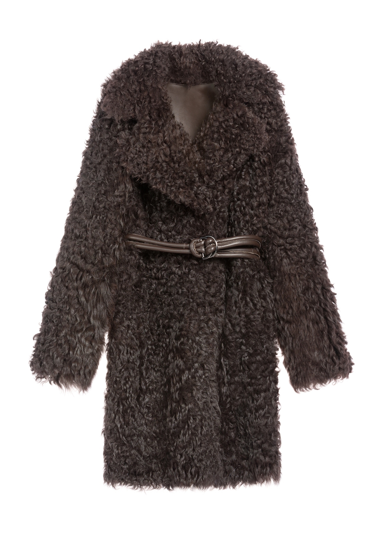 Brown double-sided women's leather sheepskin coat KOZDS-0090-1393(Z25)