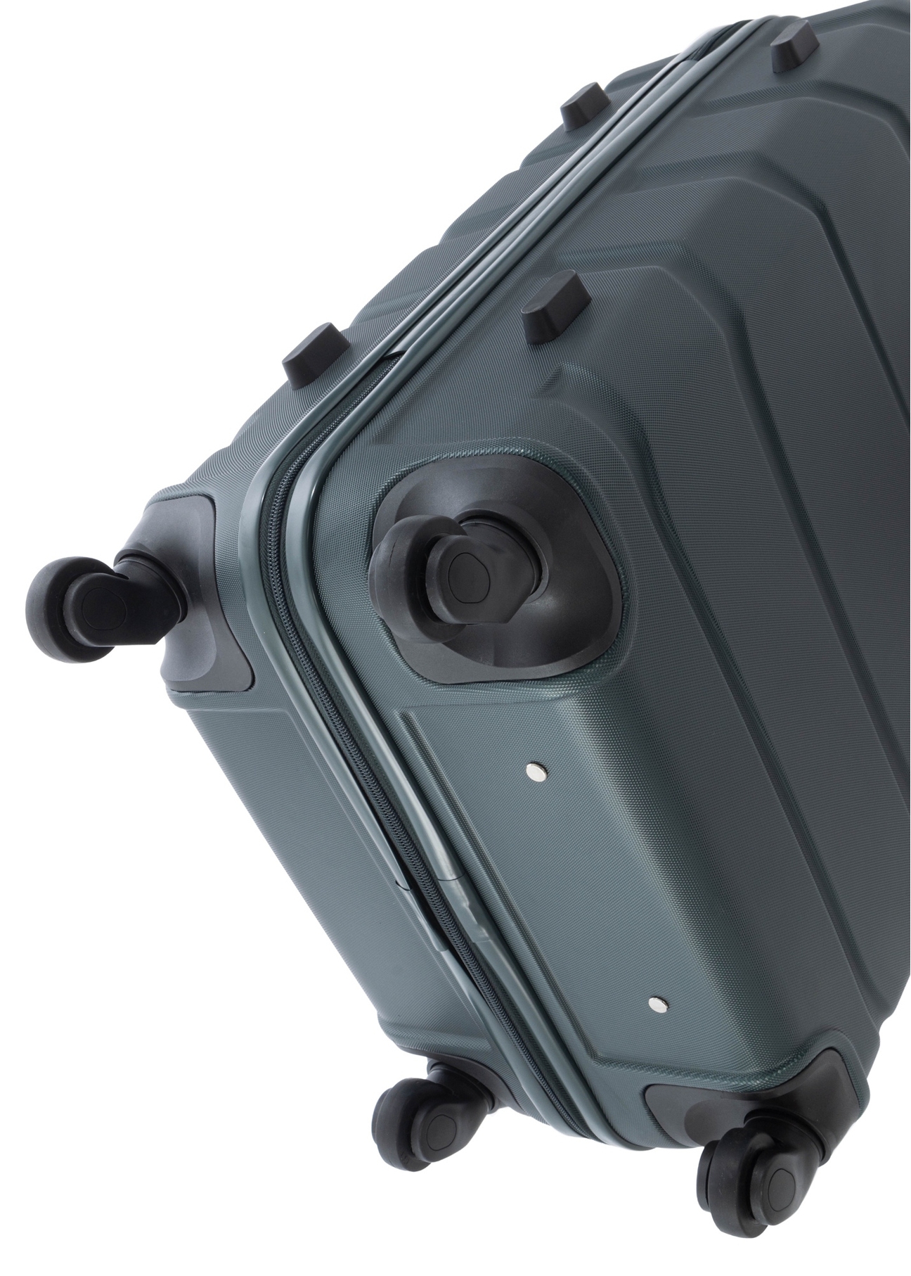 Small suitcase on wheels WALAB-0077-8C-19(W26), view of the product wheels on a white background.