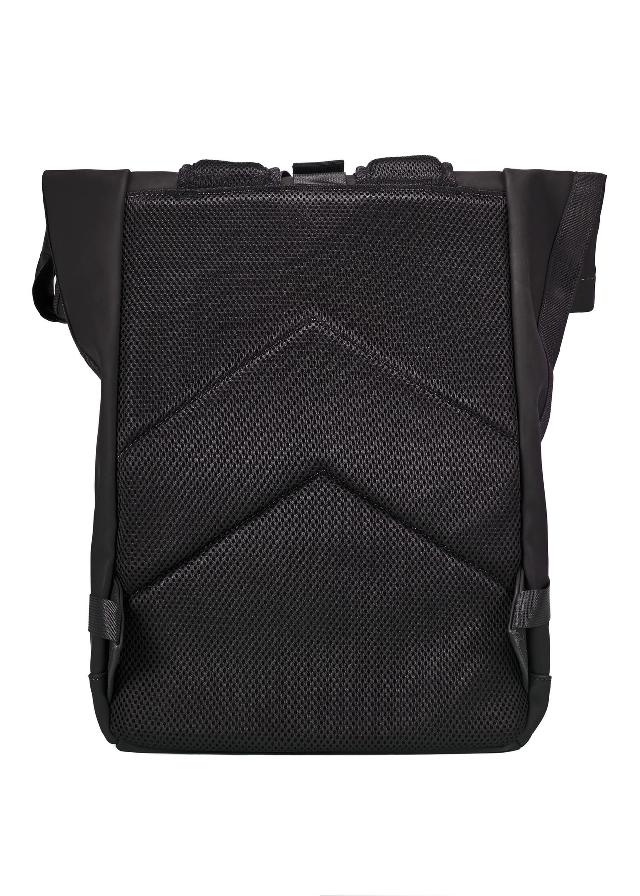 Black men's backpack PLCMN-0016-99(Z25) - back view of the product on a white background.