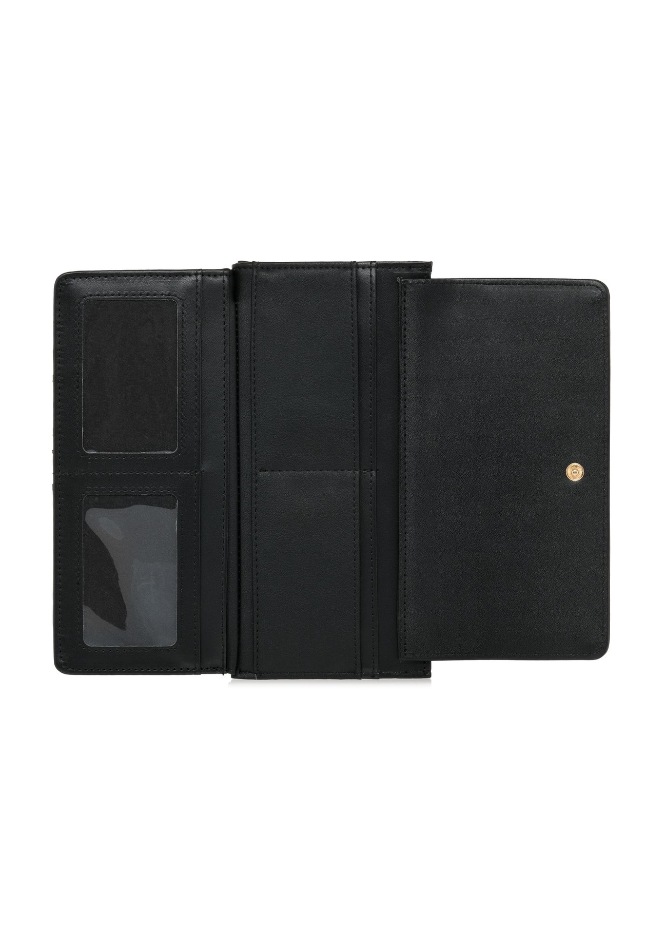 Large black women's wallet with logo POREC-0369-99(W24)-05