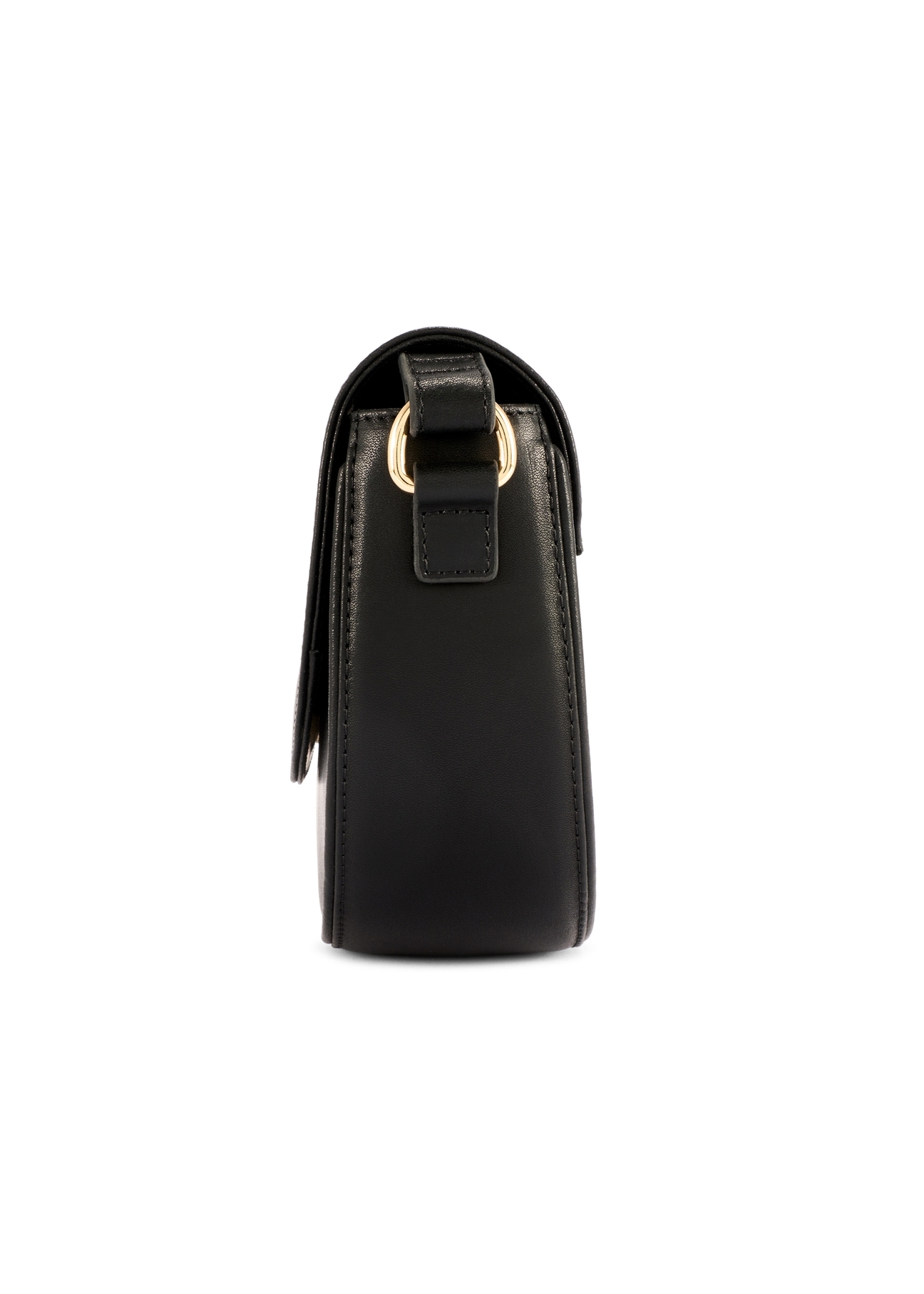 Black leather small handbag TORES-1260-99(W26) - side view of the product, on a white background.