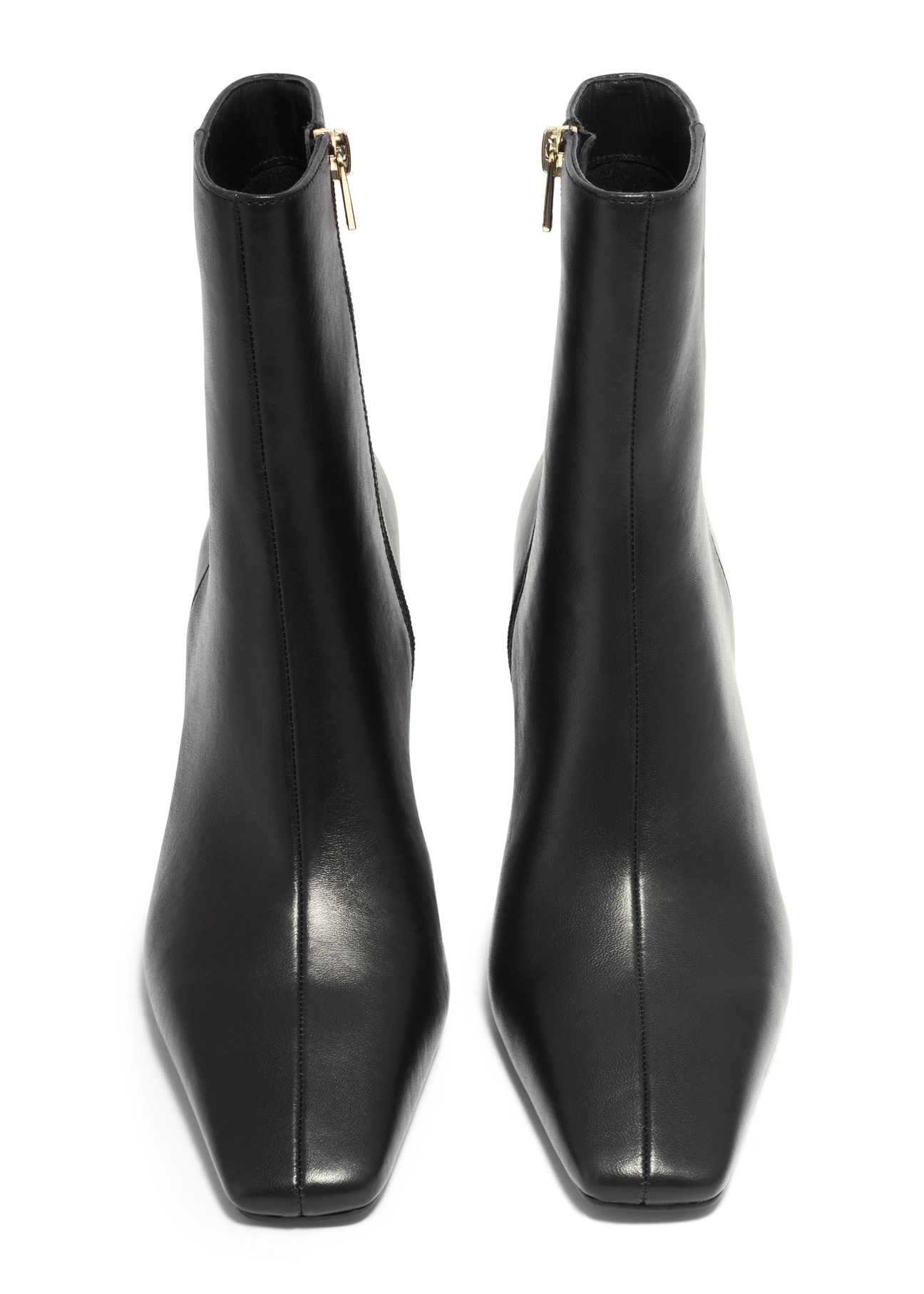 Black leather women's ankle boots BUTYD-1302-99(Z26), front product view on white background.