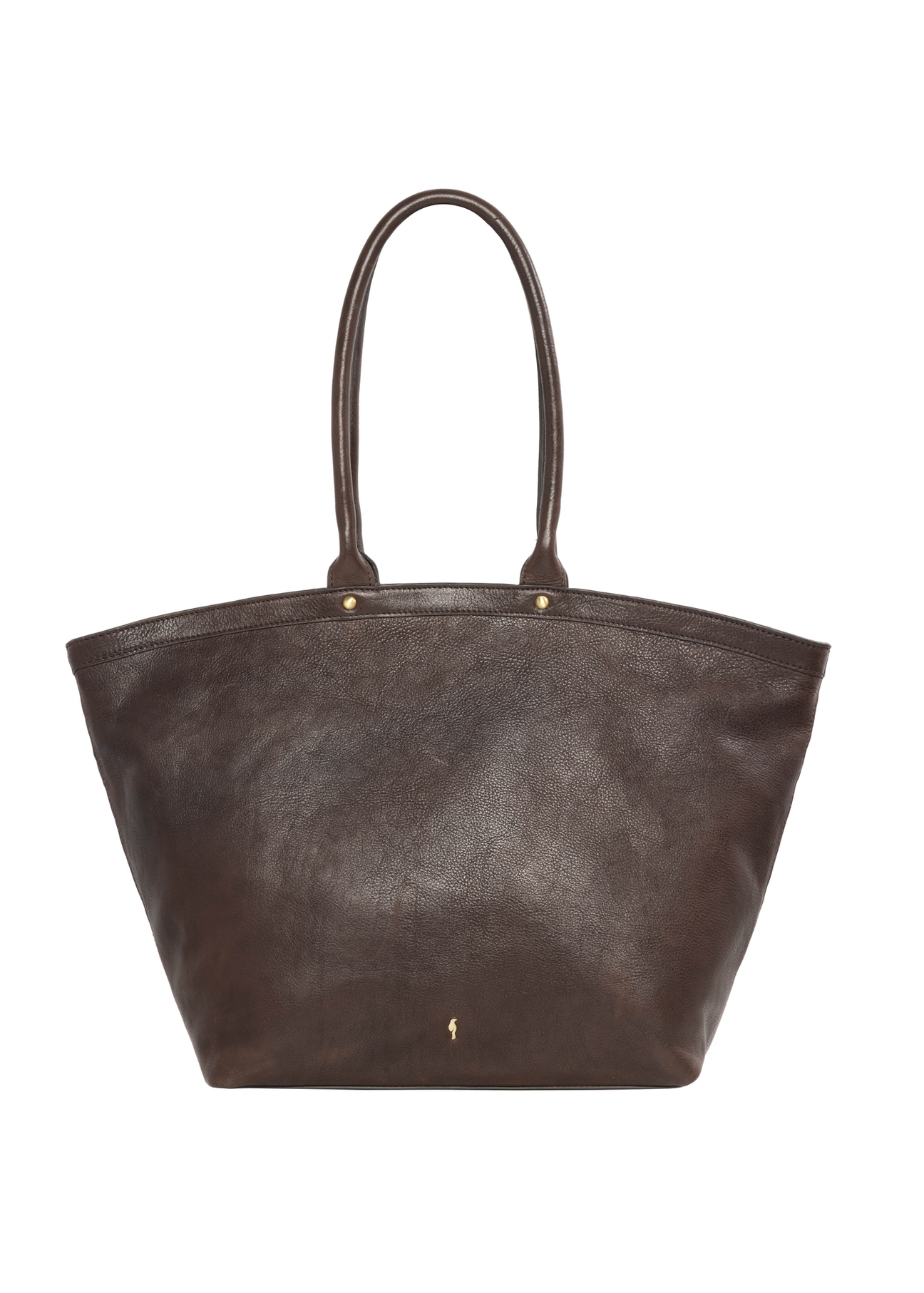 Brown leather women's shopper handbag TORES-1380-1H(Z26), front product view on white background.