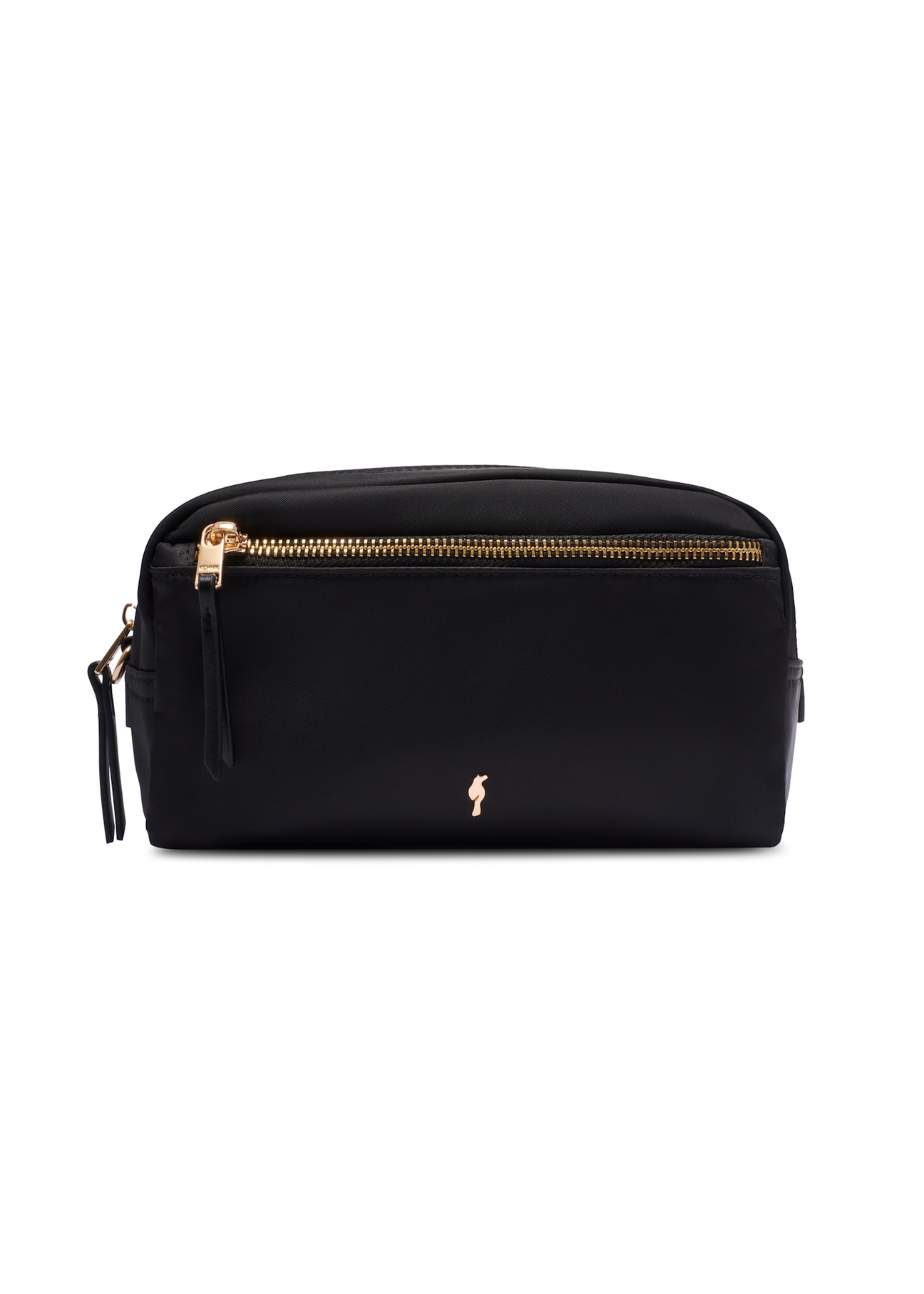Black women's cosmetic bag TOREN-0347-99(W26), front product view on white background.