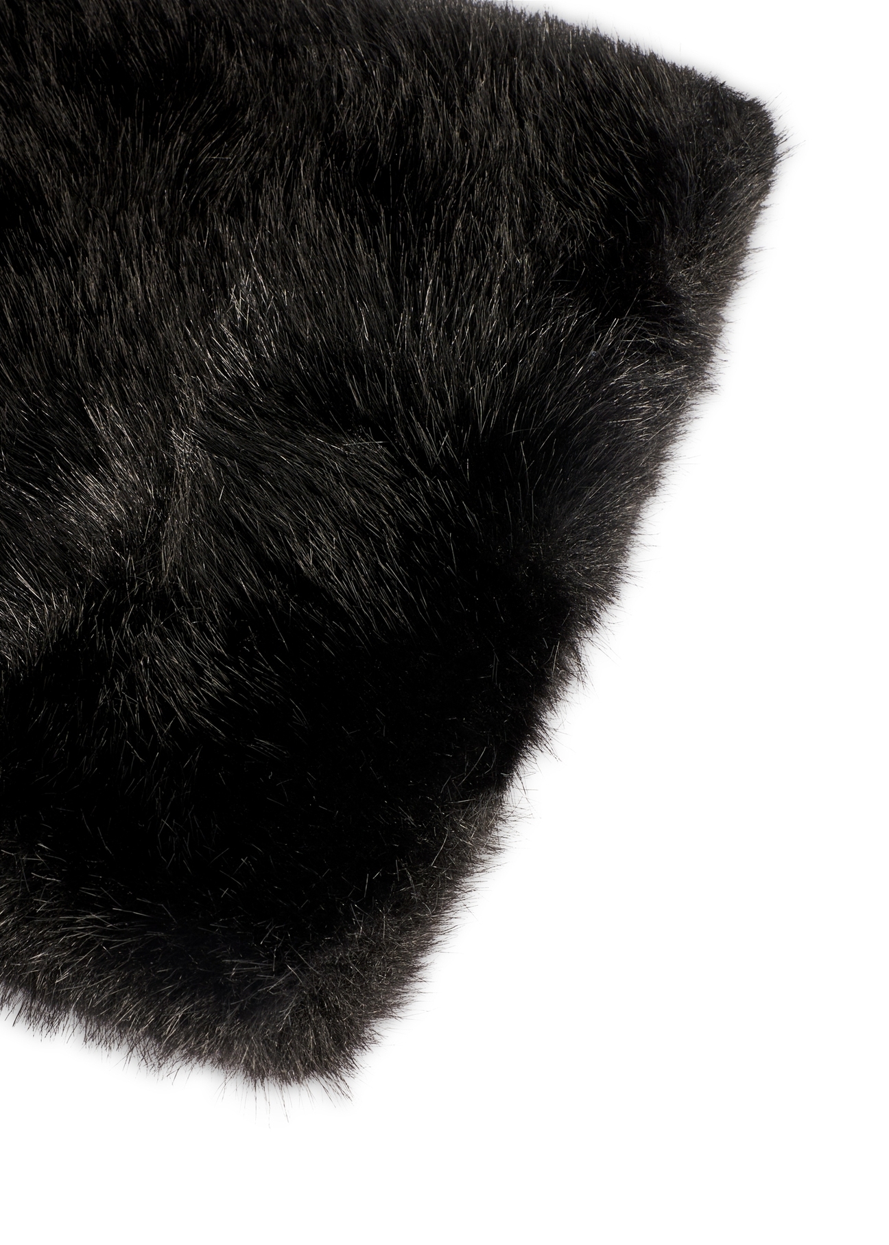 Black women's winter scarf SZADF-0035-99(Z25) - close-up detail, on white background.