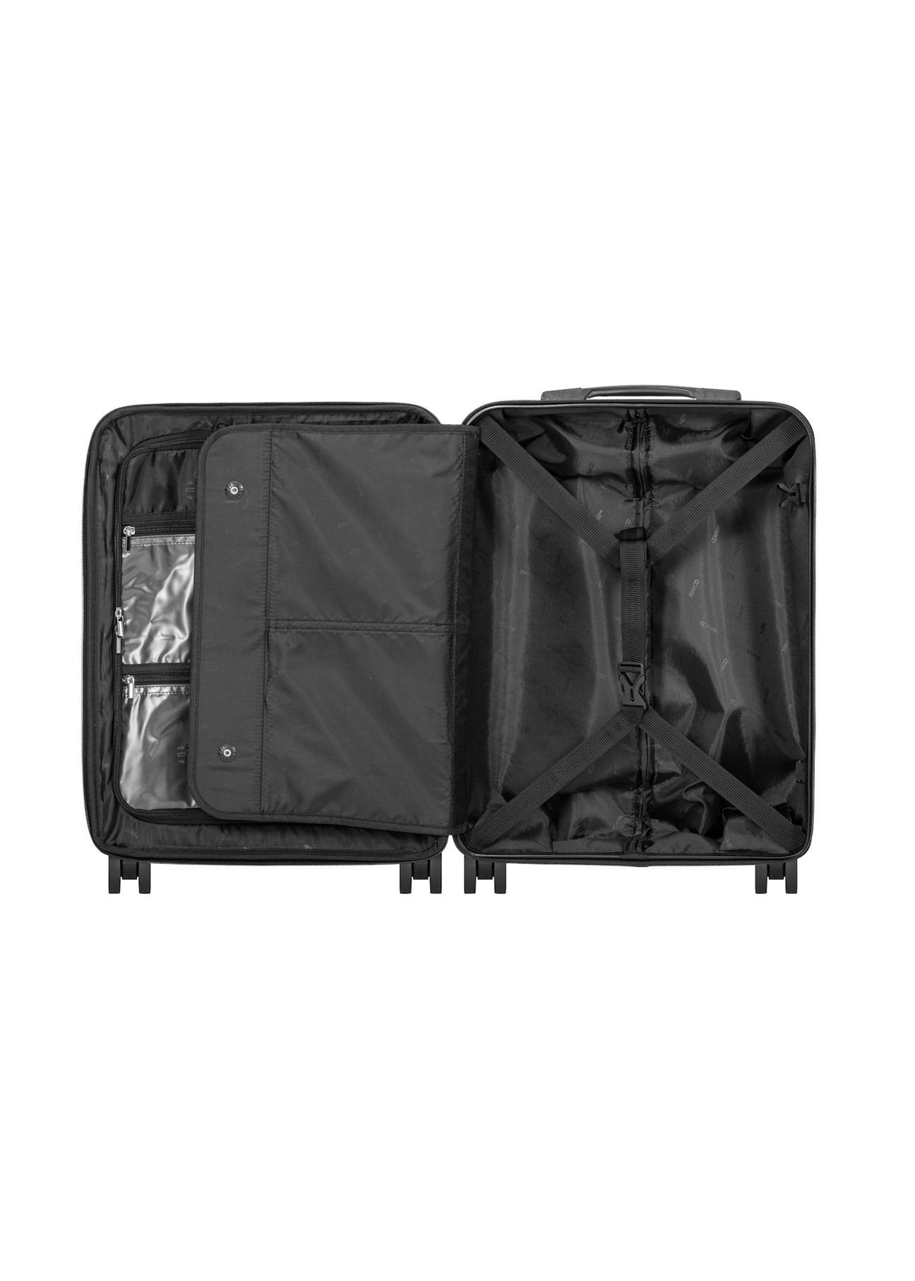 Small suitcase on wheels WALAB-0073-2X-19(W26), product view inside on white background.
