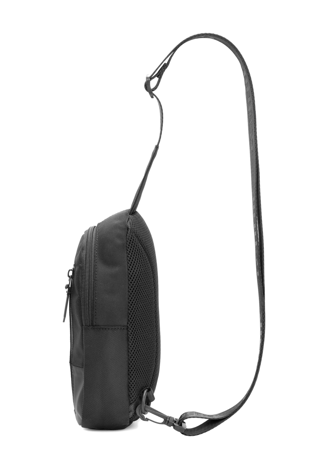 Black men's crossbody bag TORMN-0419-99(W26) - side product view, on white background.