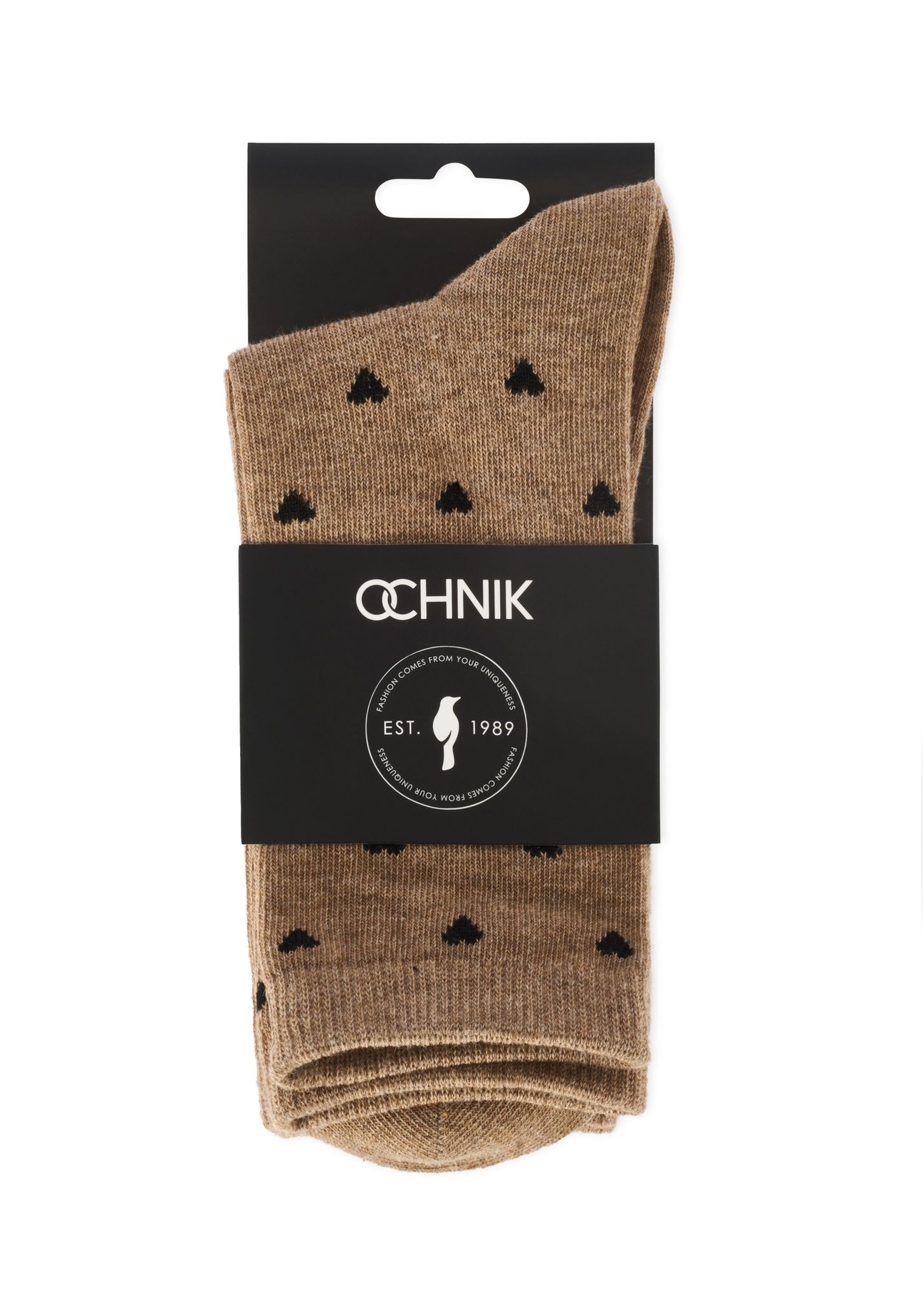 Set of beige women's socks ZESDT-0033-81(Z25), view of the product in the packaging on a white background.
