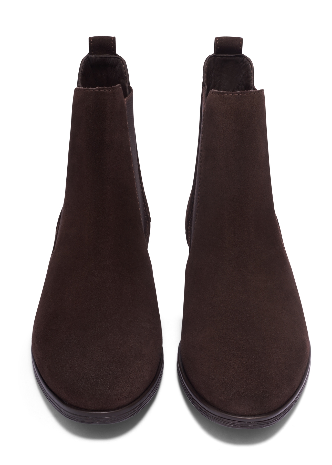 Women's brown suede ankle boots BUTYD-1009-1I(Z26), front view on a white background.