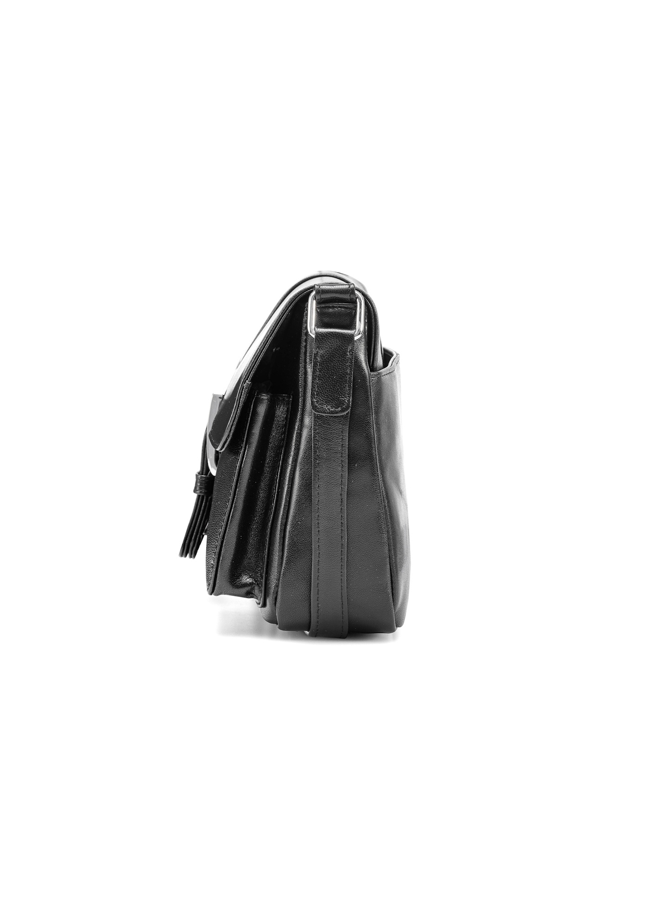 Women's leather handbag with buckle TORES-1160-99(Z25), side view of the product on a white background.