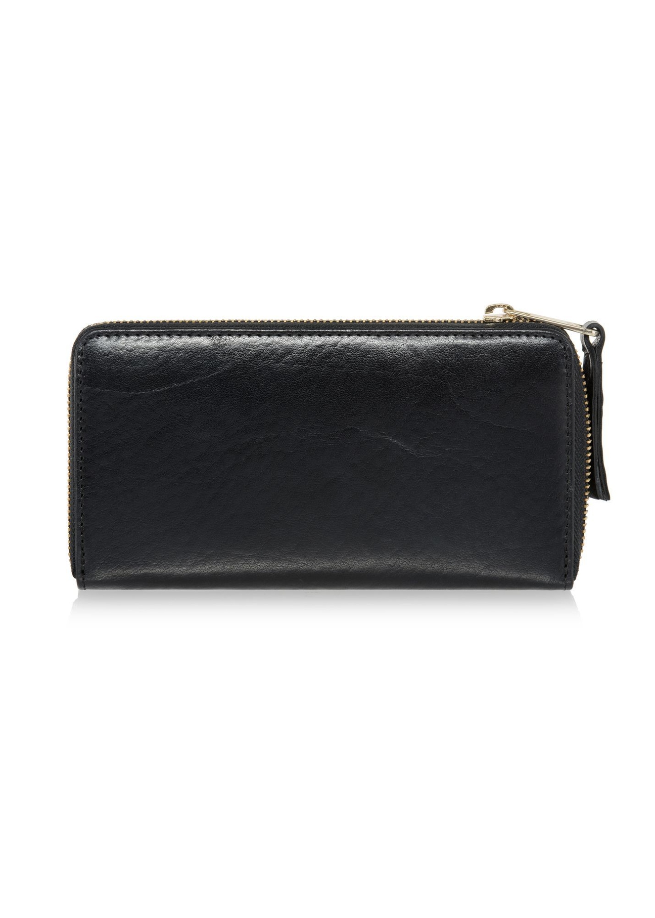 Large leather black women's wallet PORES-0813A-99(Z25) - product view from the back on a white background.