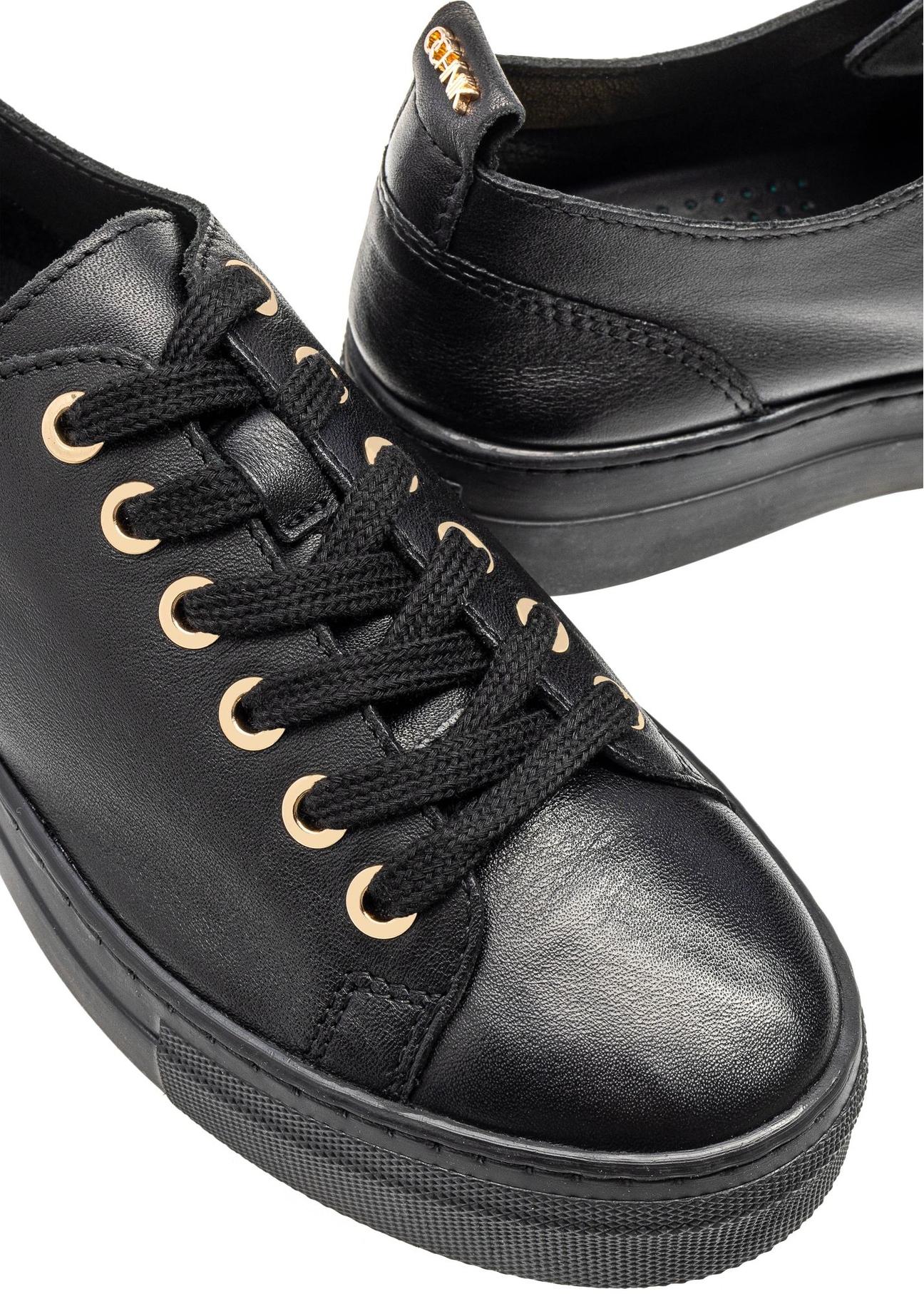 Women's high black leather sneakers BUTYD-1062-99(W26)