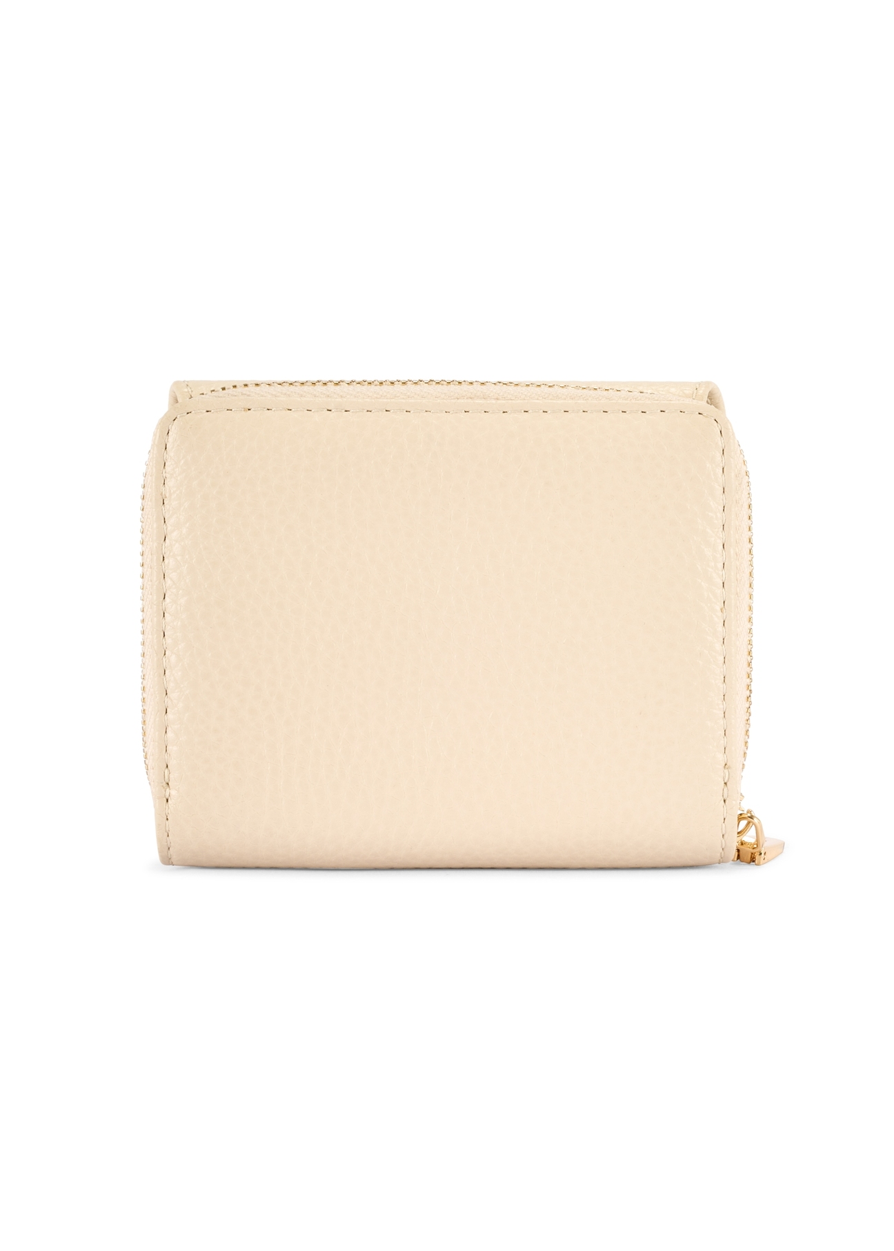 Small cream leather women's wallet PORES-0802R-0B(W26), back view of the product on a white background.