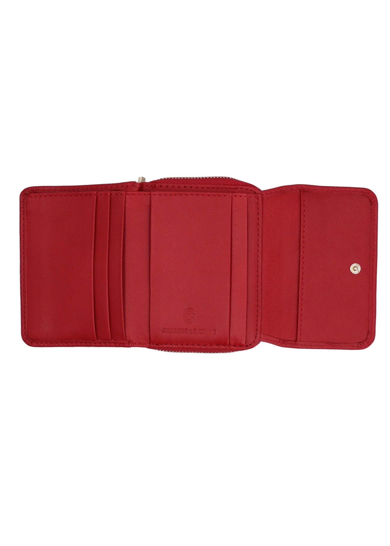 Red leather women's wallet with RFID protection PORES-0825RFID-4B(Z26), product view inside on white background.