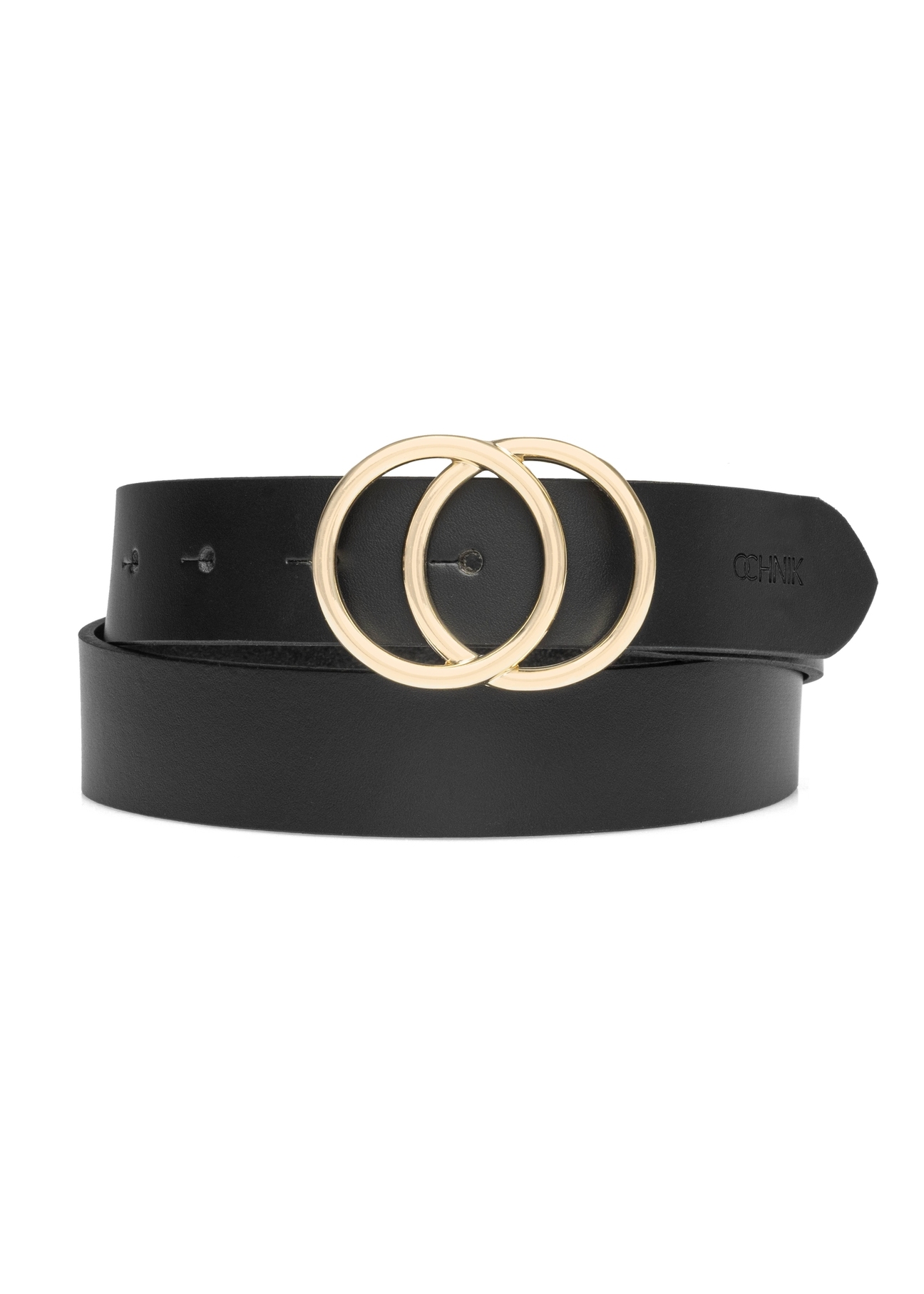 Black women's belt with croco motif PASDS-0172E-99(Z25), product view from the front on a white background.