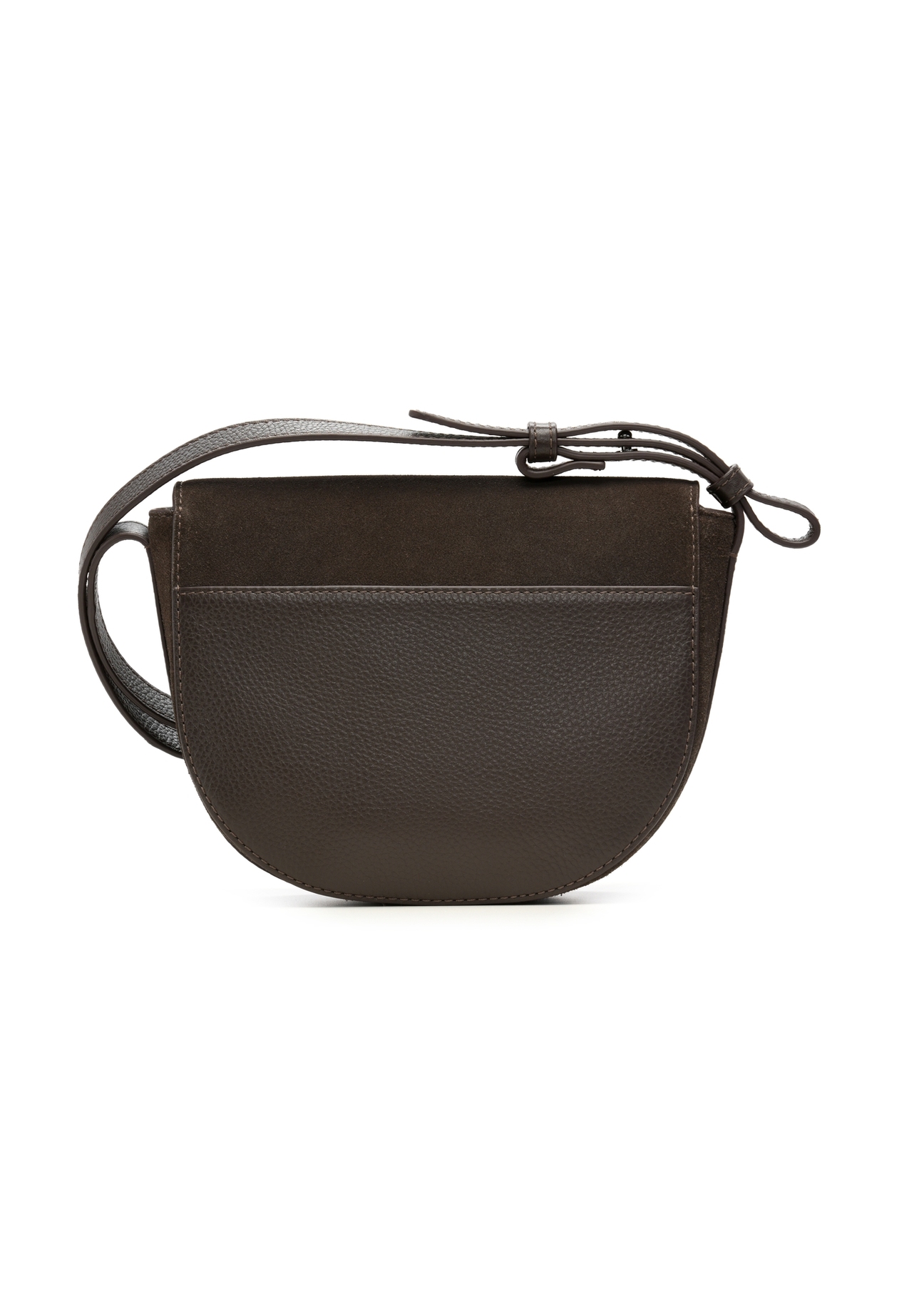 Brown suede women's messenger bag TORES-1398-1I(Z26), back view of the product on a white background.