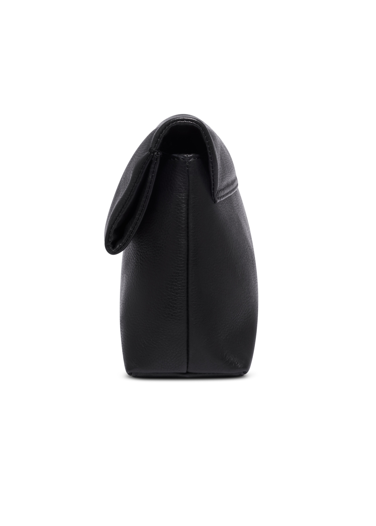 Women's leather handbag in black color TORES-1375-99(Z26), side view of the product on a white background.