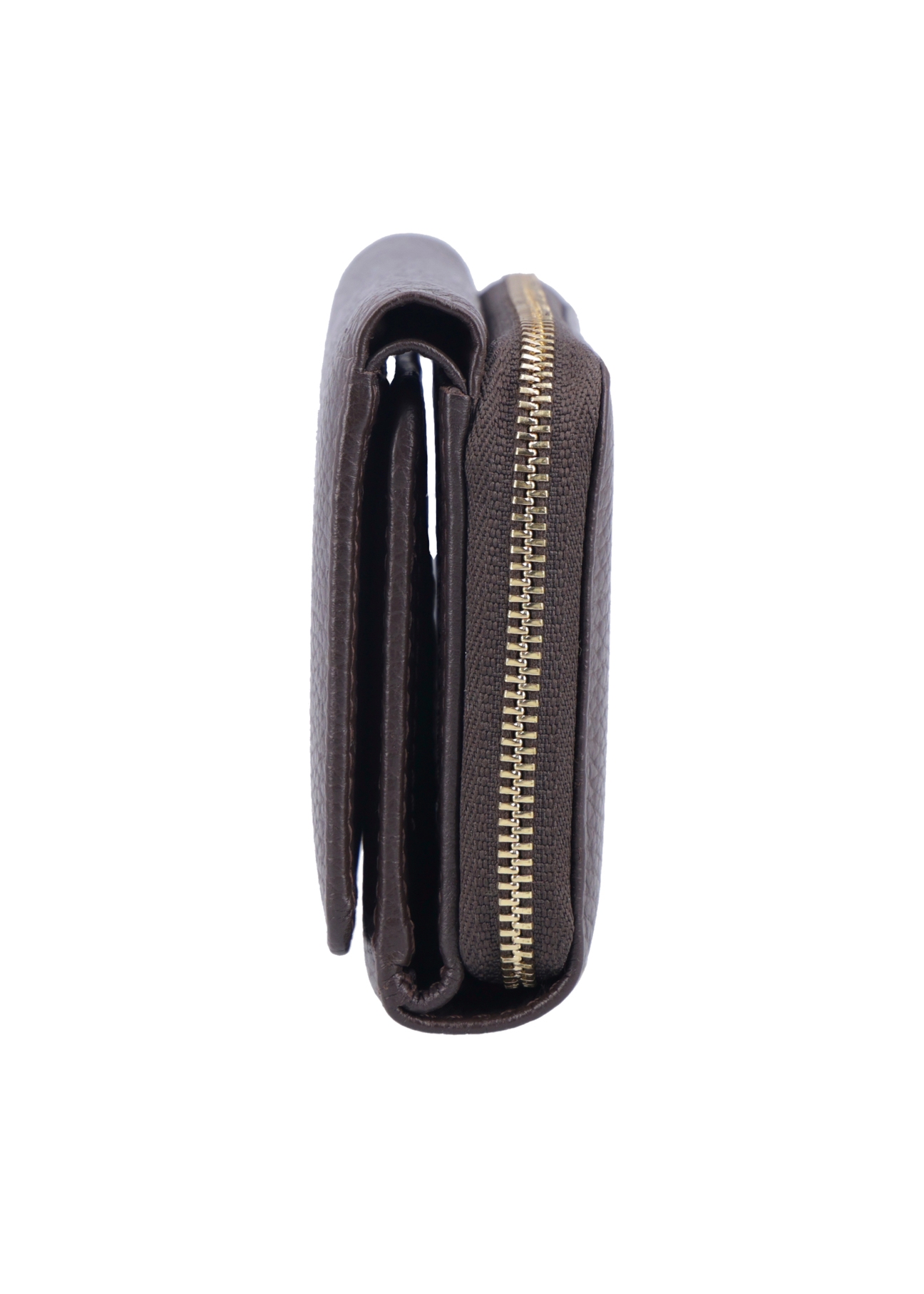 Large dark brown leather women's wallet PORES-0801R-1I(Z26), side product view on white background.